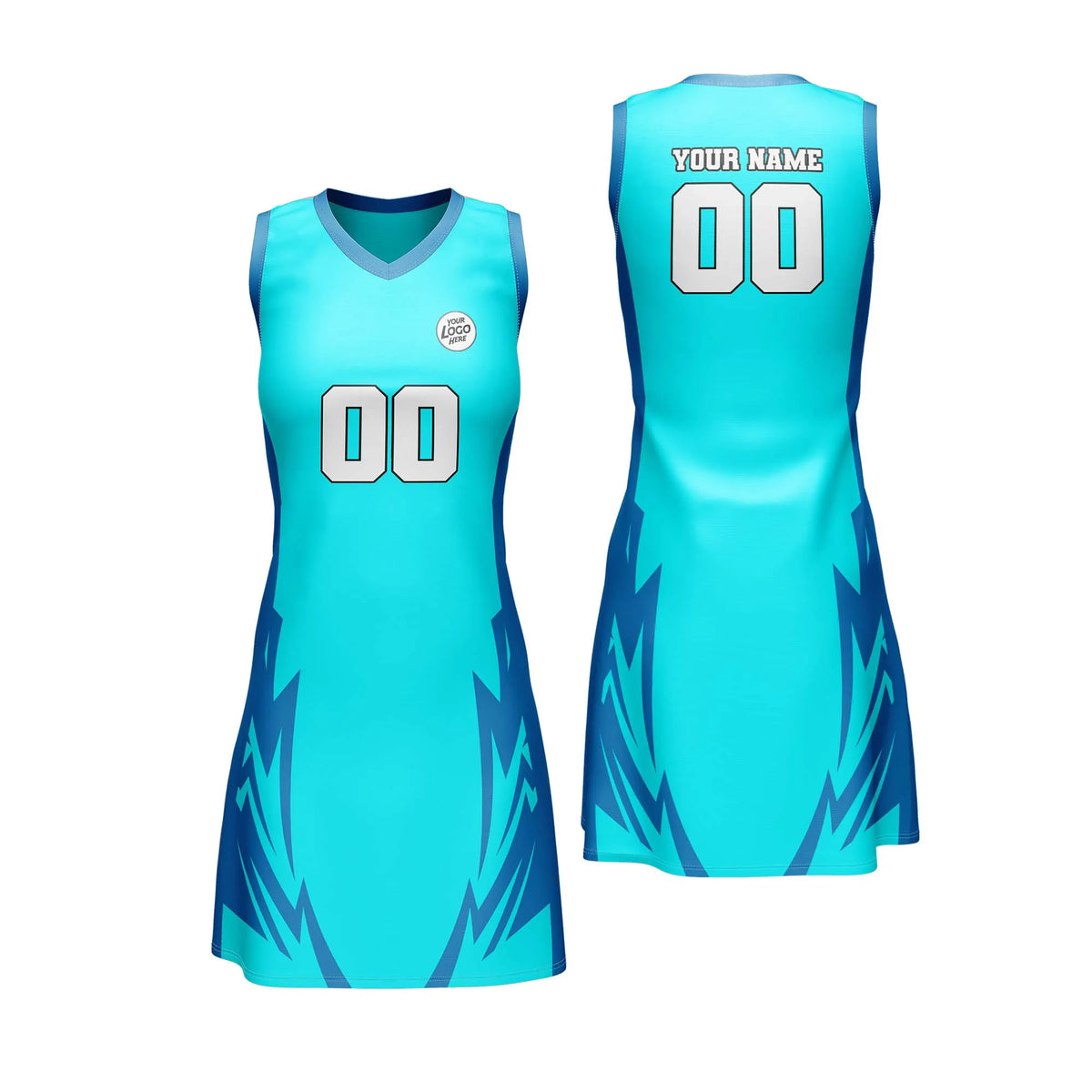 Custom Personalized D2 Abstract Pattern Netball Jersey with Name, Number &amp; Team Logo