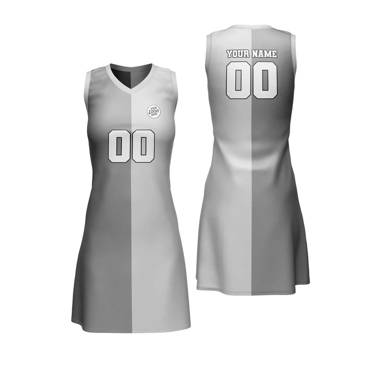 Custom Personalized D2 Split Fashion Netball Jersey with Name, Number & Team Logo