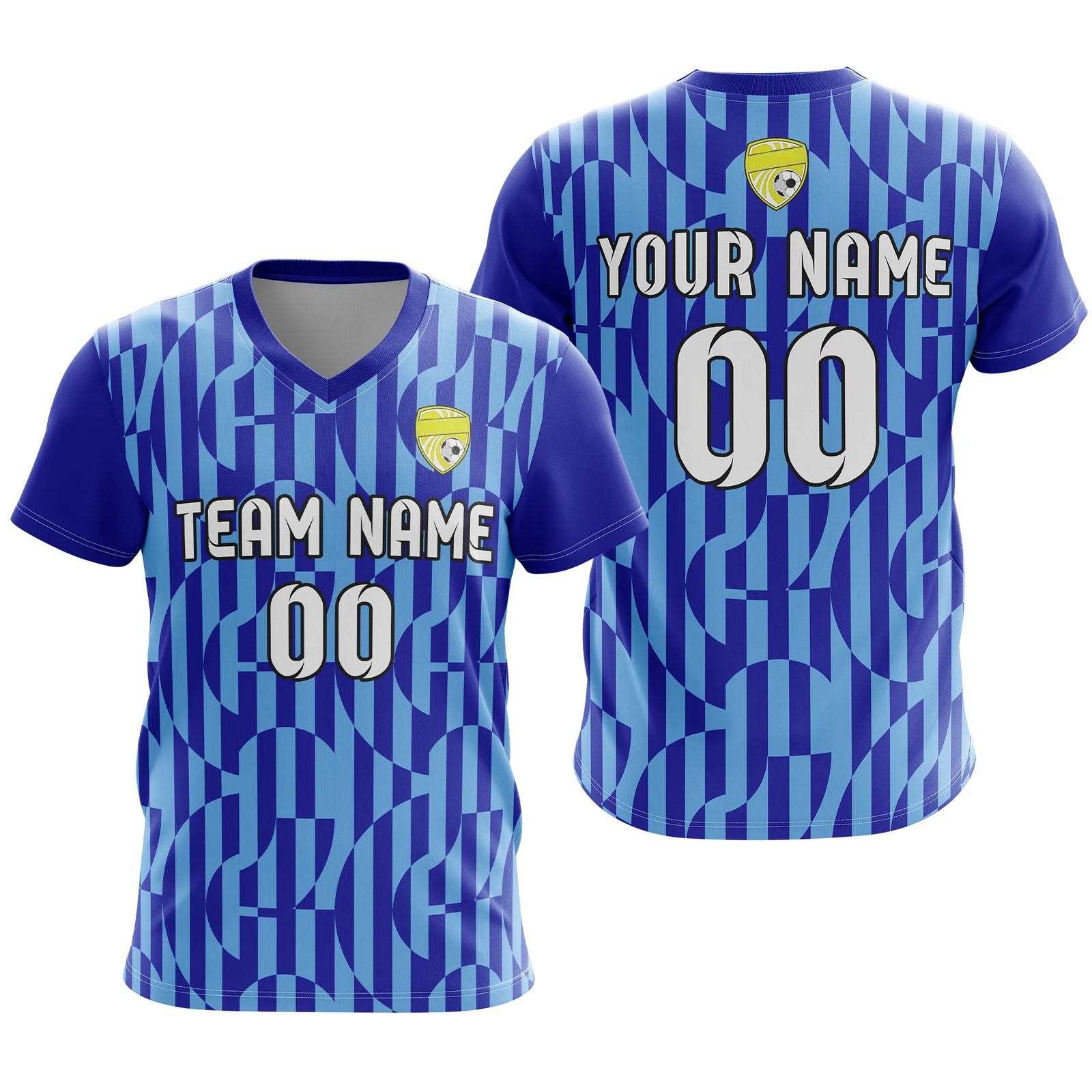 Custom V-Full Pattern D4 Soccer Jersey Personalized Football Uniform with Name & Number