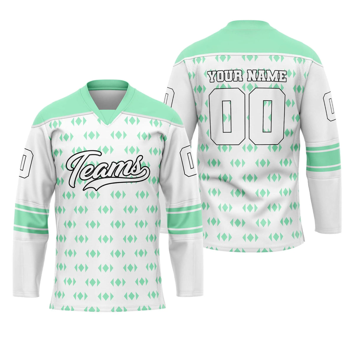 Custom Personalized D1 Rhombus Pattern Ice Hockey Jersey with Name, Number & Team Logo