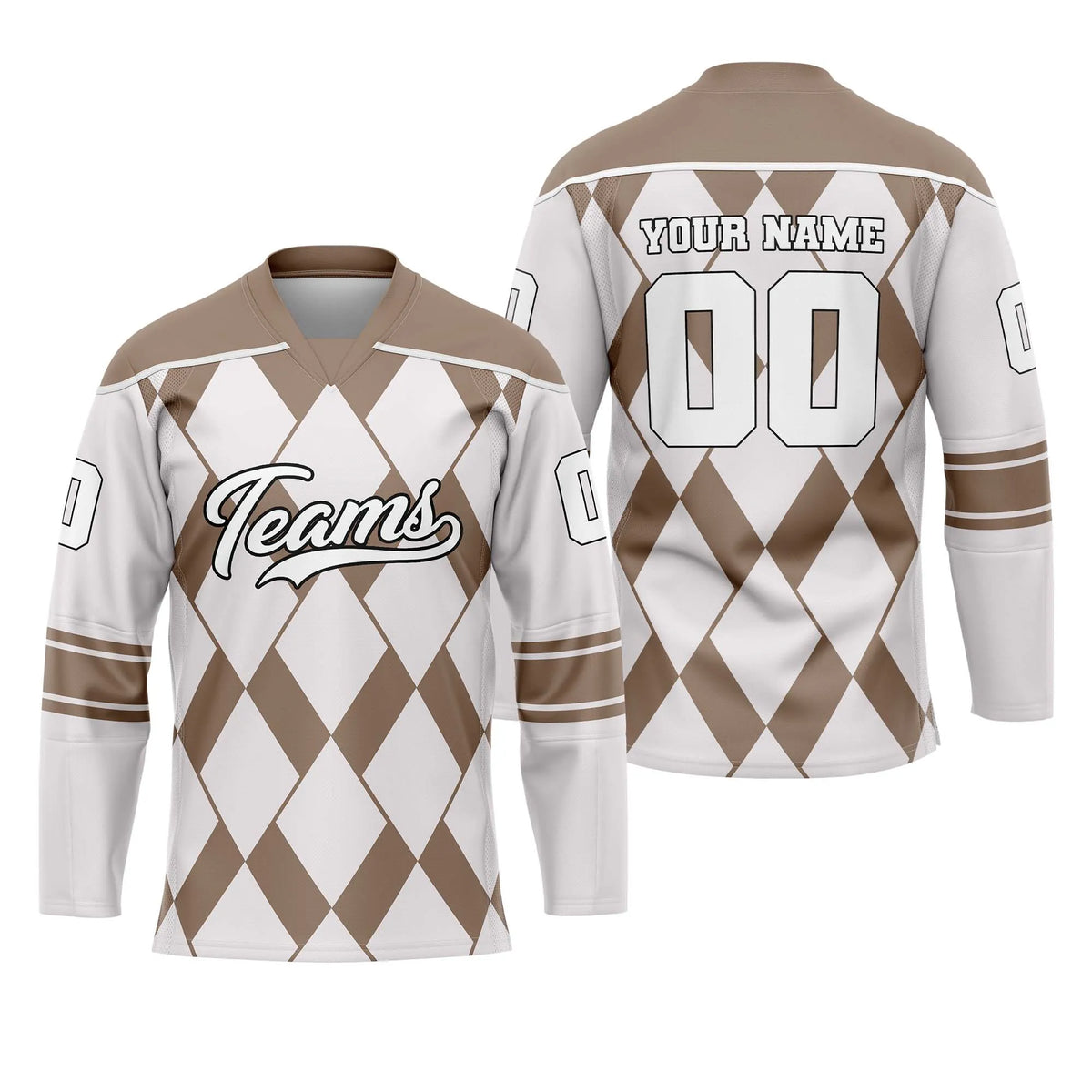 Custom Personalized D5 Rhombus Pattern Ice Hockey Jersey with Name, Number & Team Logo