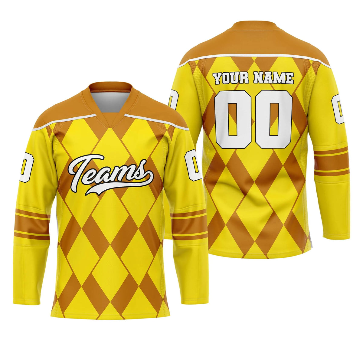 Custom Personalized D5 Rhombus Pattern Ice Hockey Jersey with Name, Number & Team Logo