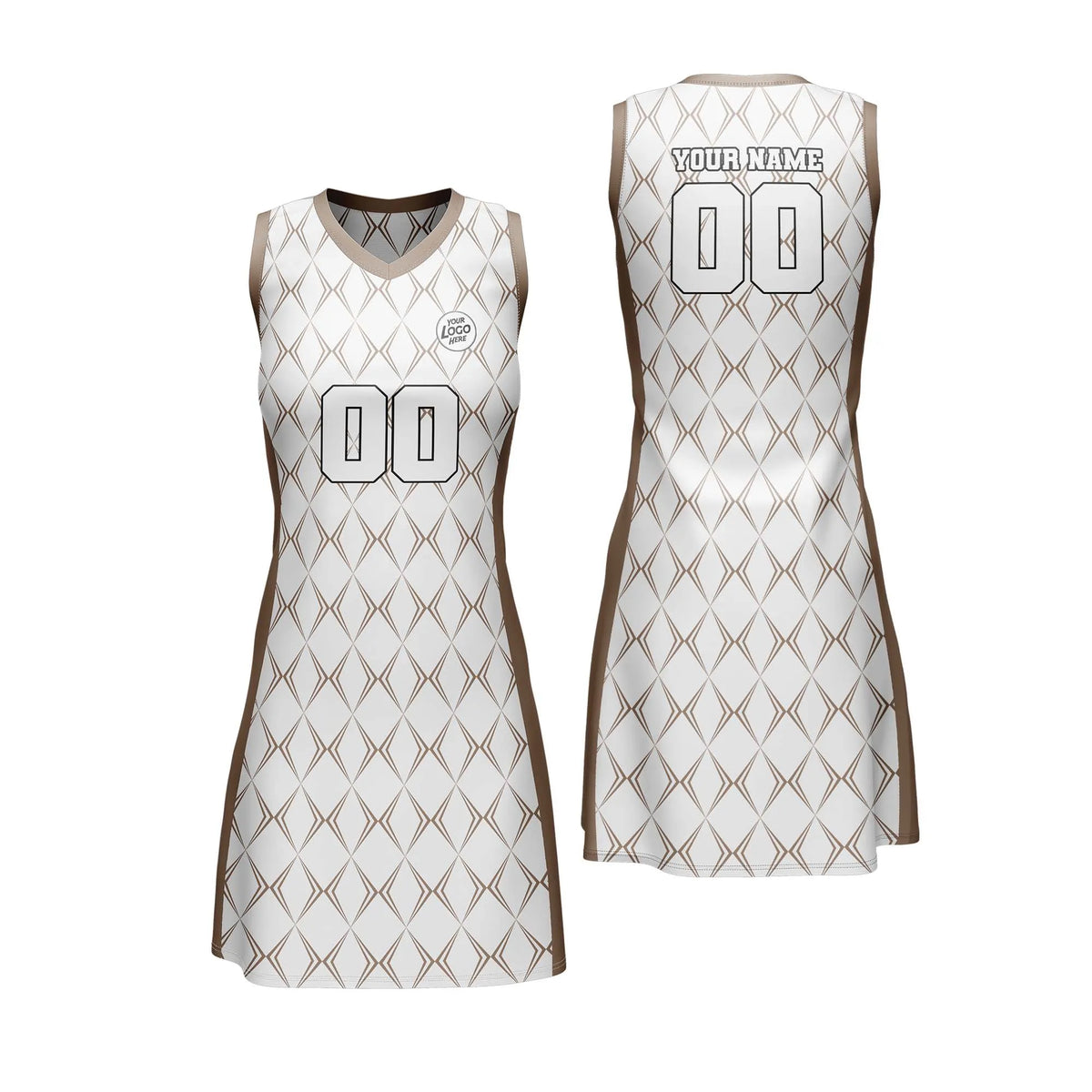Custom Personalized D5 Rhombus Pattern Netball Jersey with Name, Number & Team Logo