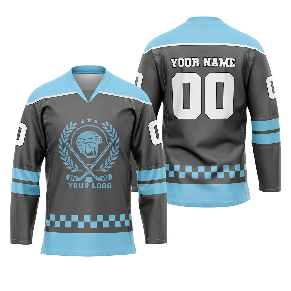 Custom Personalized D3 V - NECK DESIGN Ice Hockey Jersey with Name, Number & Team Logo