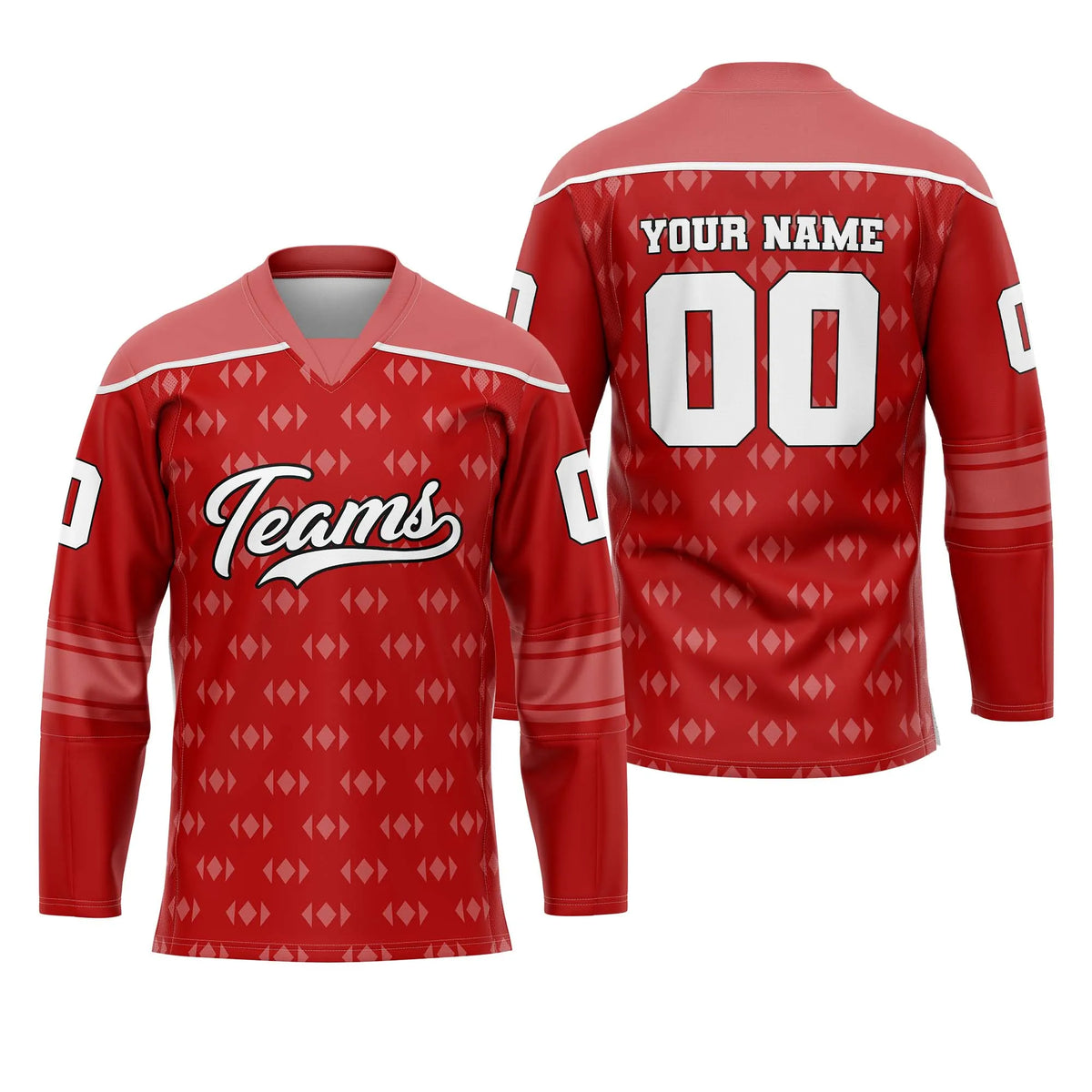 Custom Personalized D1 Rhombus Pattern Ice Hockey Jersey with Name, Number & Team Logo