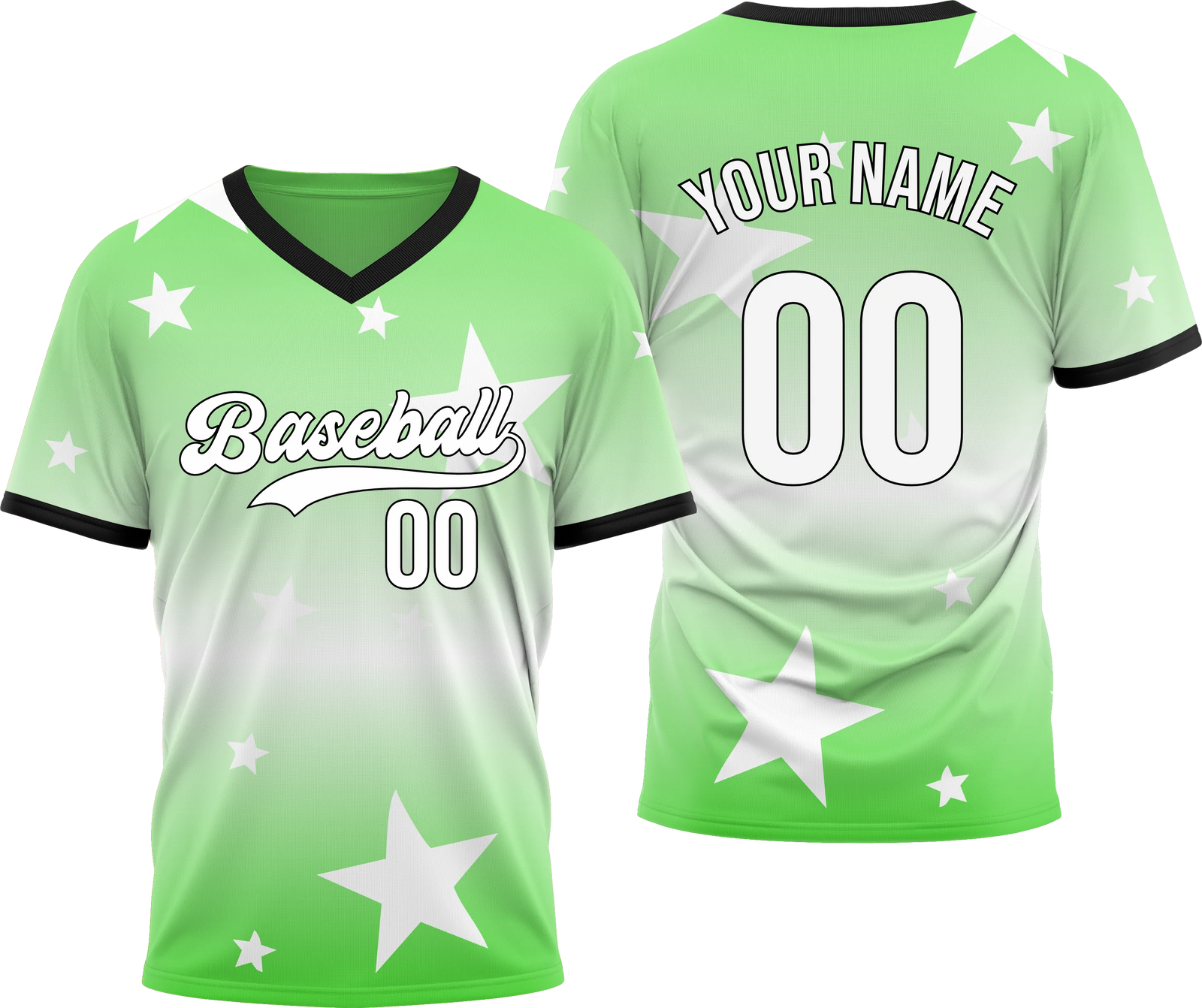 Custom Victory Star Gradient Baseball Aqua Sports Jersey Personalized Uniform with Name & Number