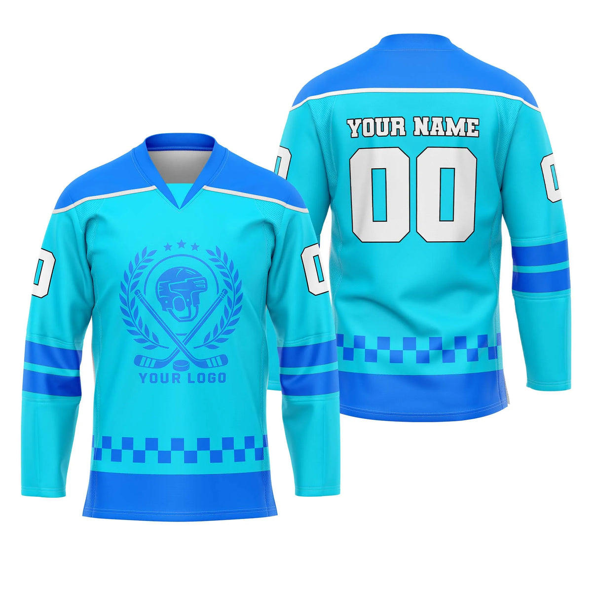 Custom Personalized D3 V - NECK DESIGN Ice Hockey Jersey with Name, Number &amp; Team Logo