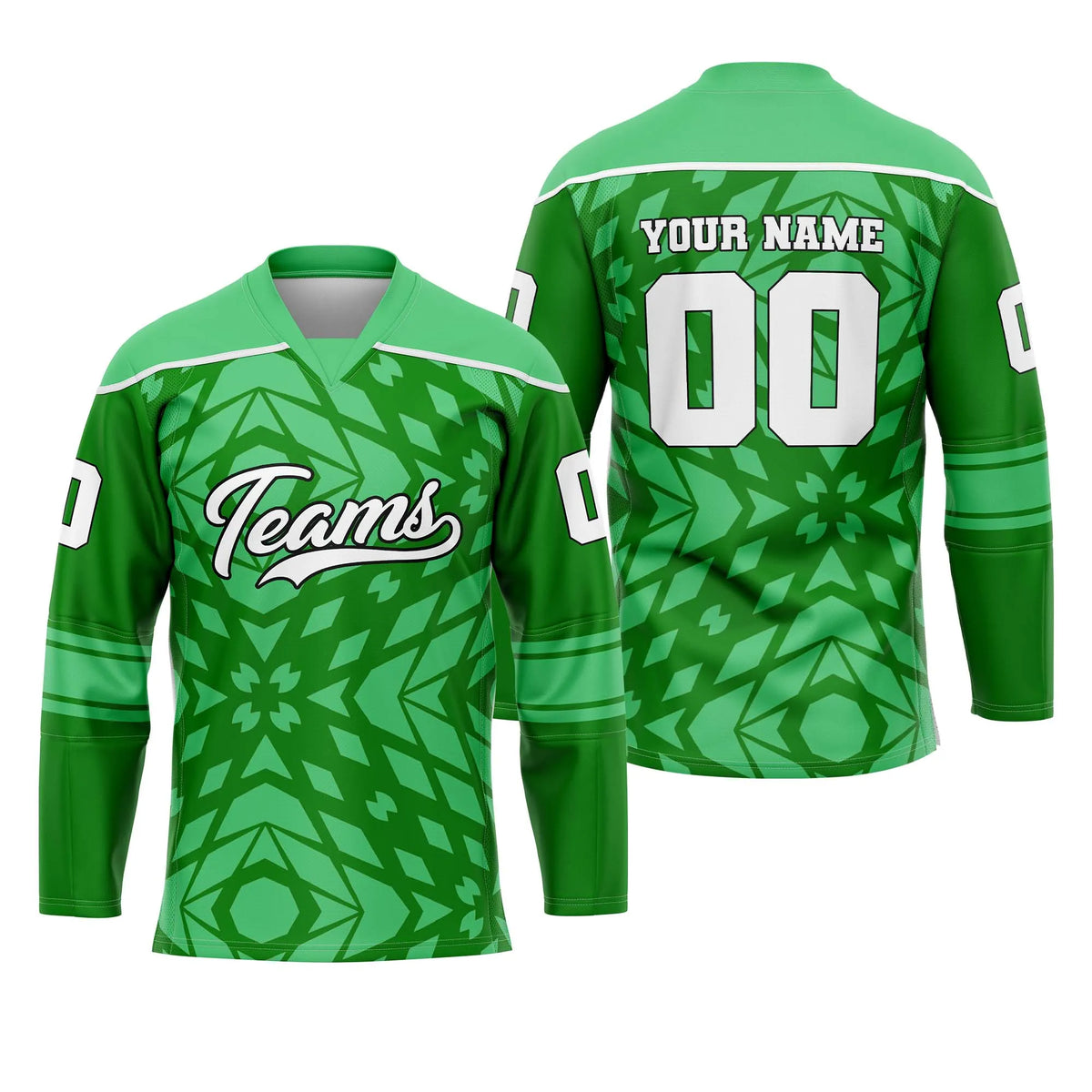 Custom Personalized D2 Rhombus Pattern Ice Hockey Jersey with Name, Number & Team Logo