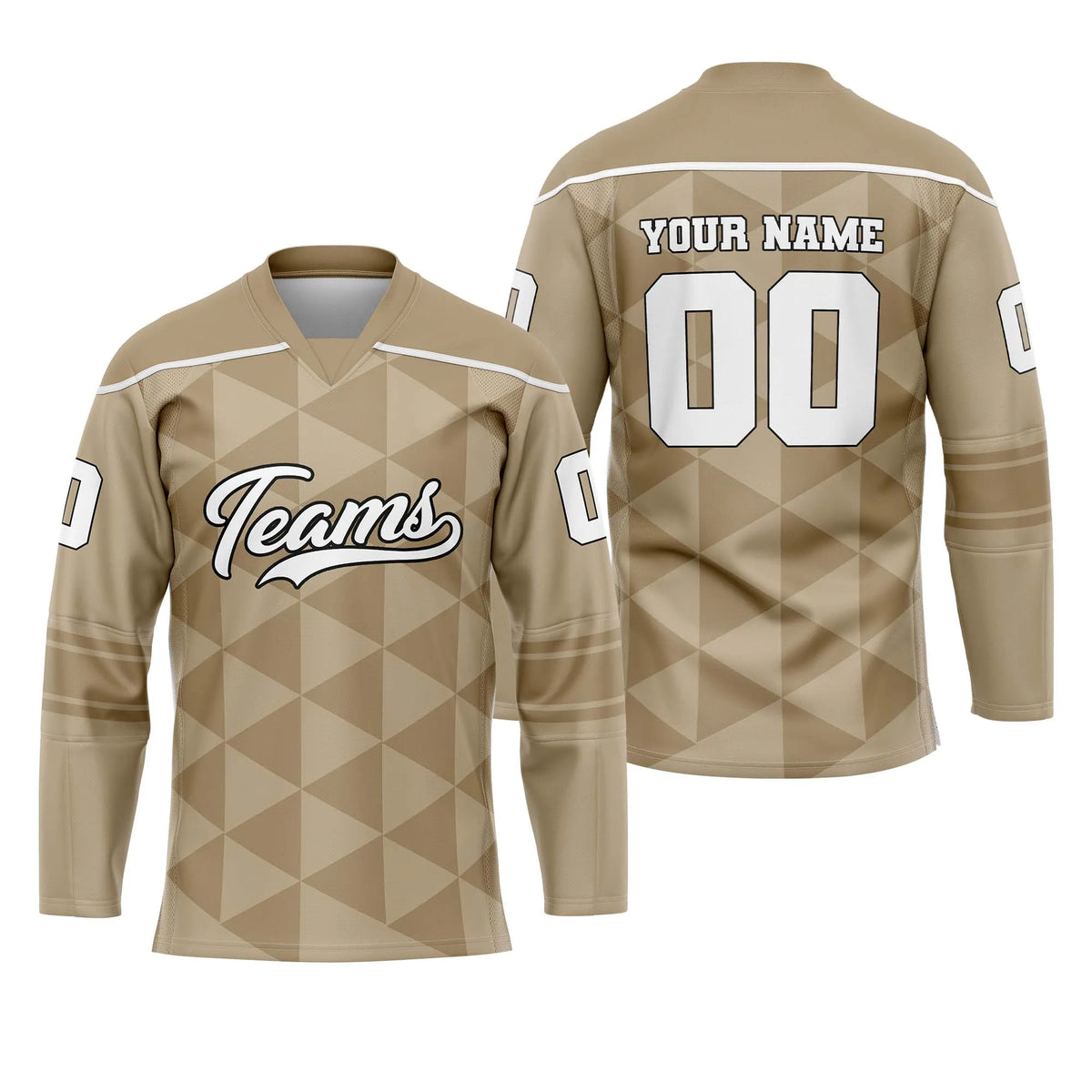 Custom Personalized D3 Rhombus Pattern Ice Hockey Jersey with Name, Number & Team Logo