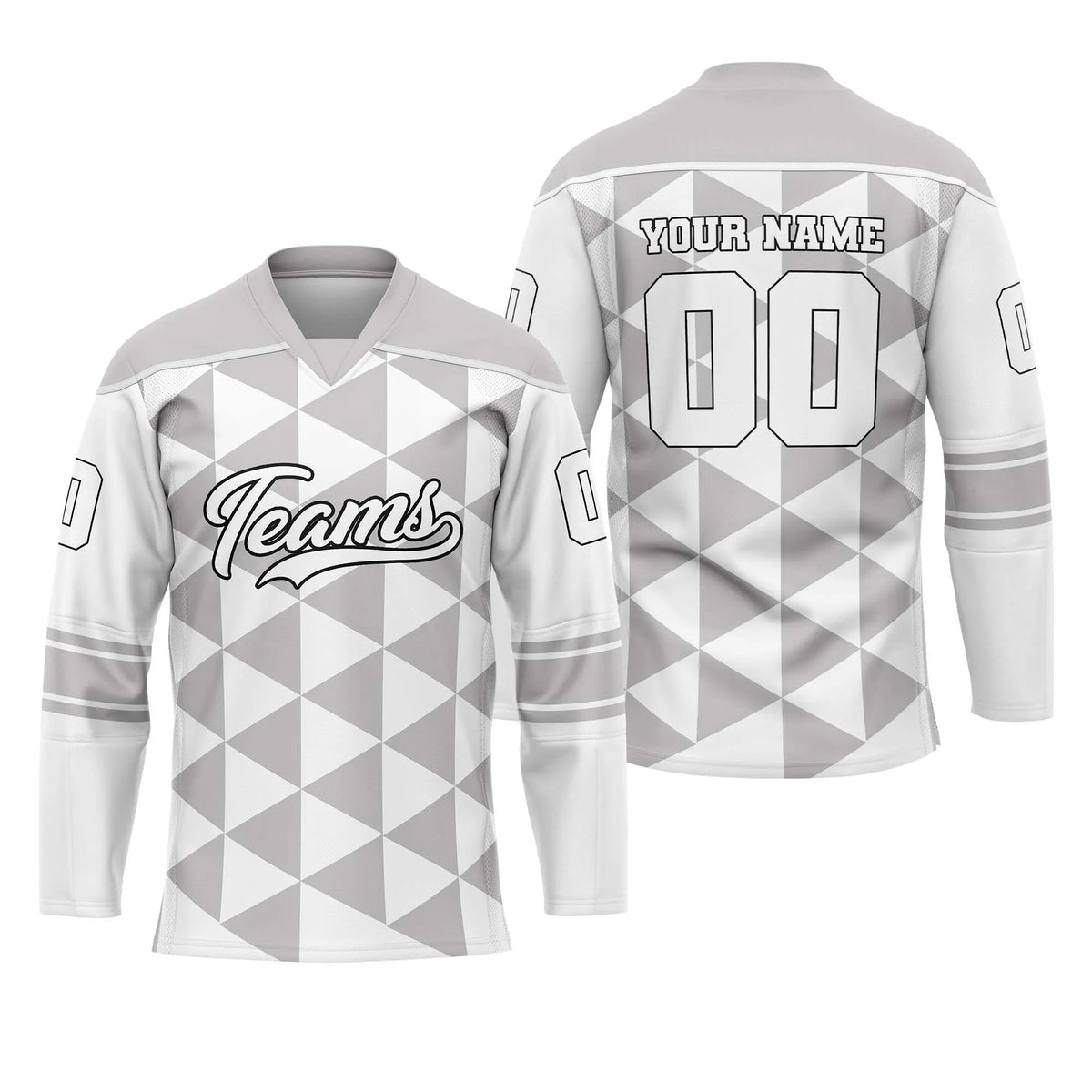 Custom Personalized D3 Rhombus Pattern Ice Hockey Jersey with Name, Number & Team Logo