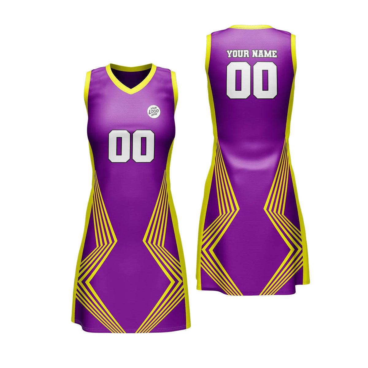 Custom Personalized D4 Stripe Fashion Netball Jersey with Name, Number & Team Logo