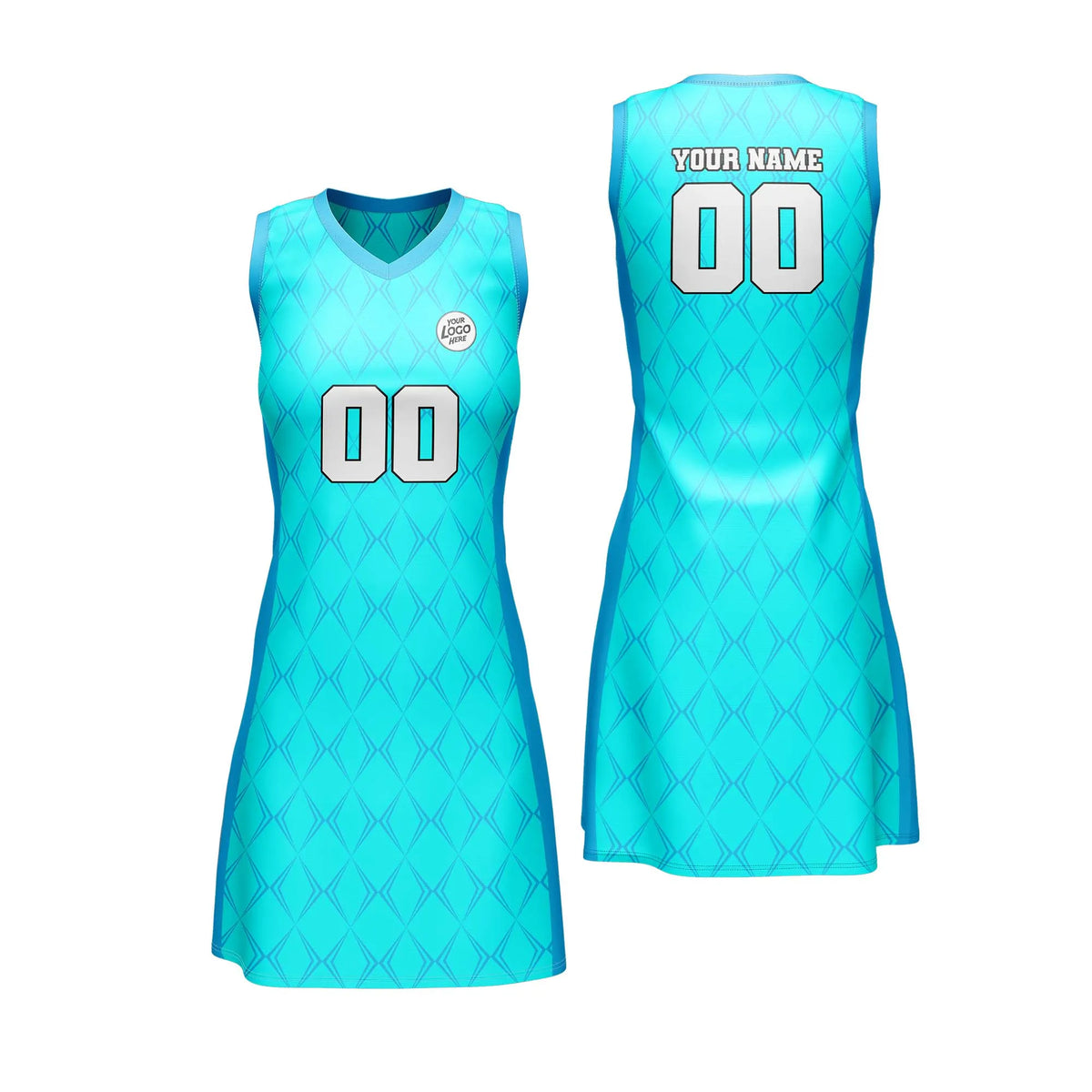 Custom Personalized D5 Rhombus Pattern Netball Jersey with Name, Number &amp; Team Logo
