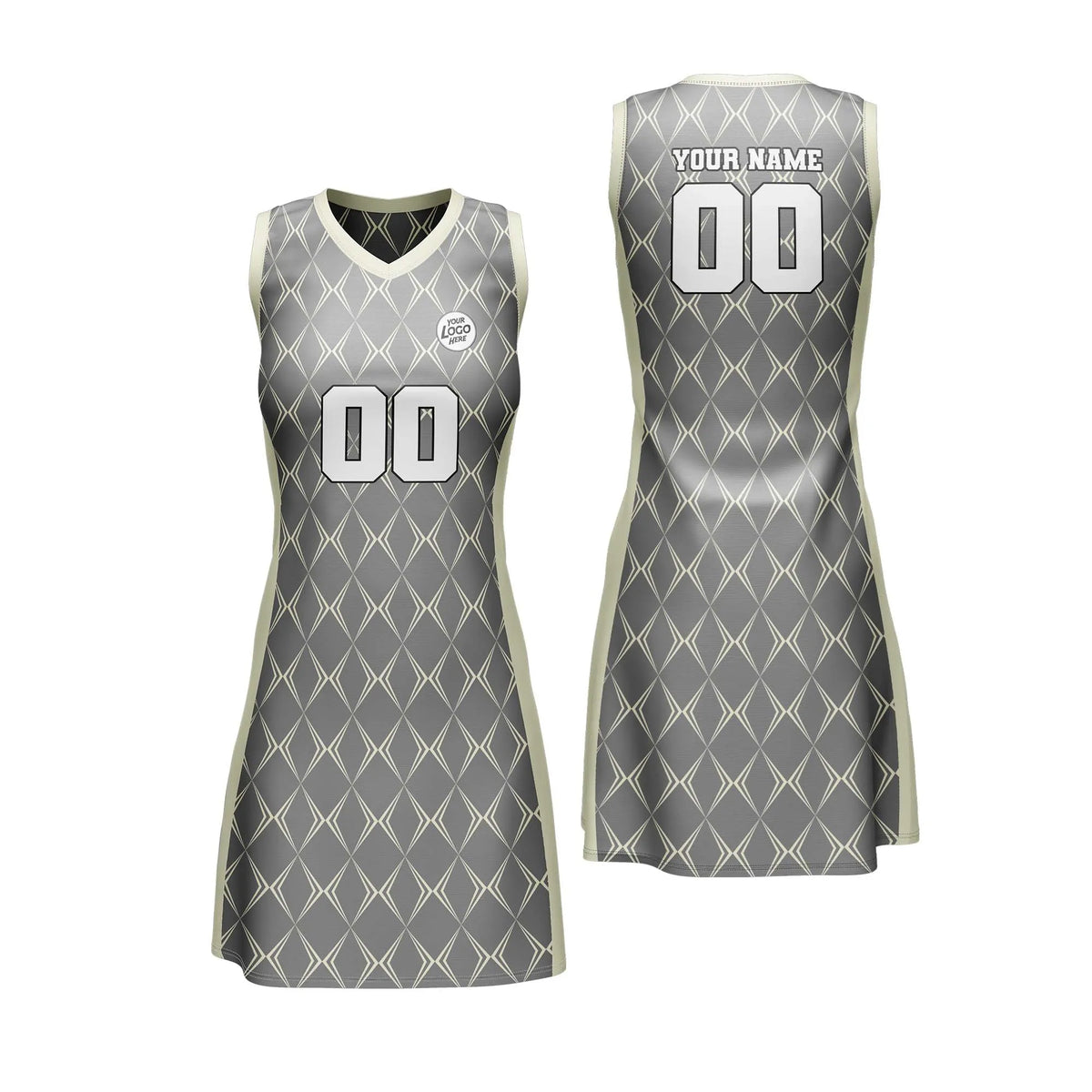 Custom Personalized D5 Rhombus Pattern Netball Jersey with Name, Number & Team Logo