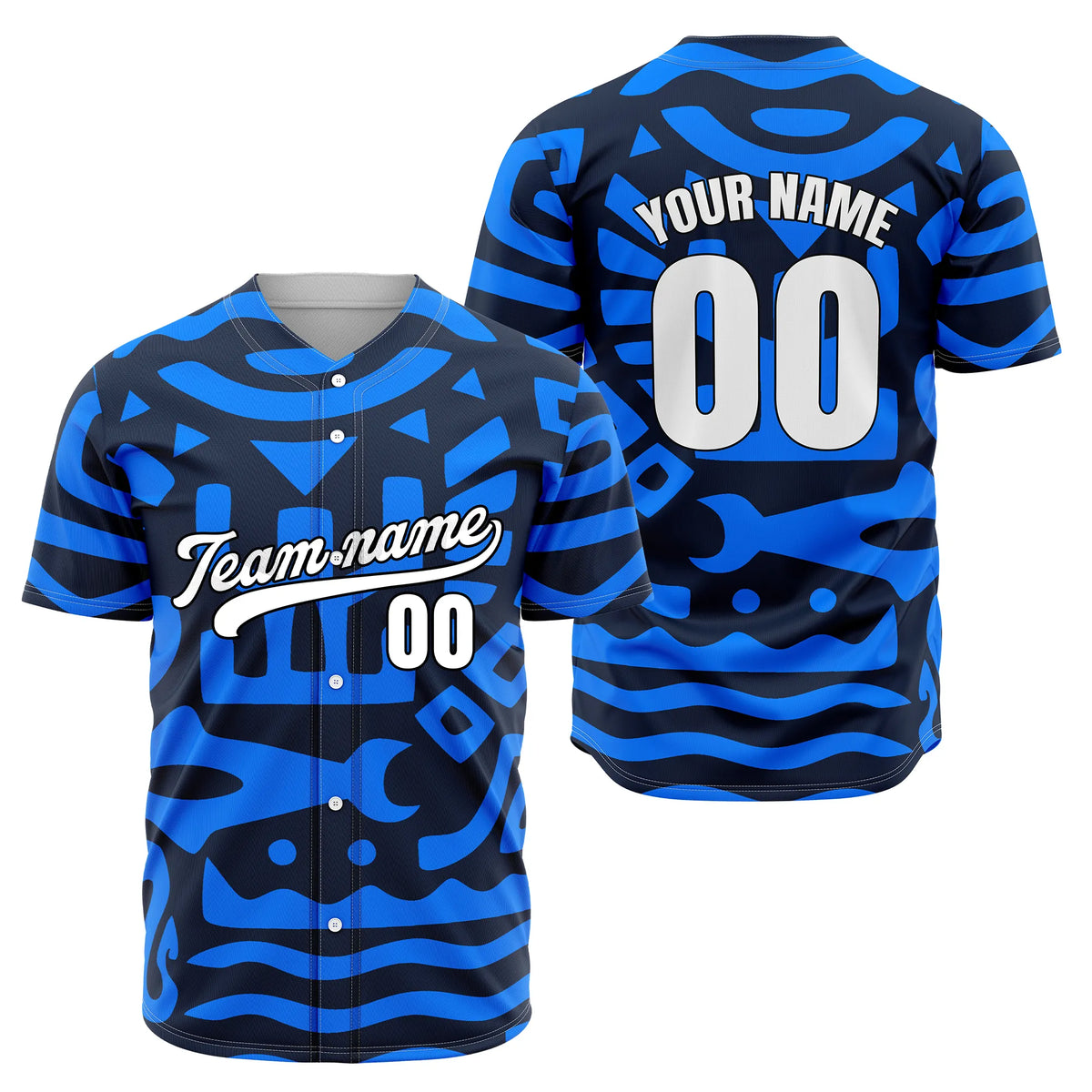 Custom Aztec Wave Spots Baseball Sports Jersey Personalized Uniform with Name & Number
