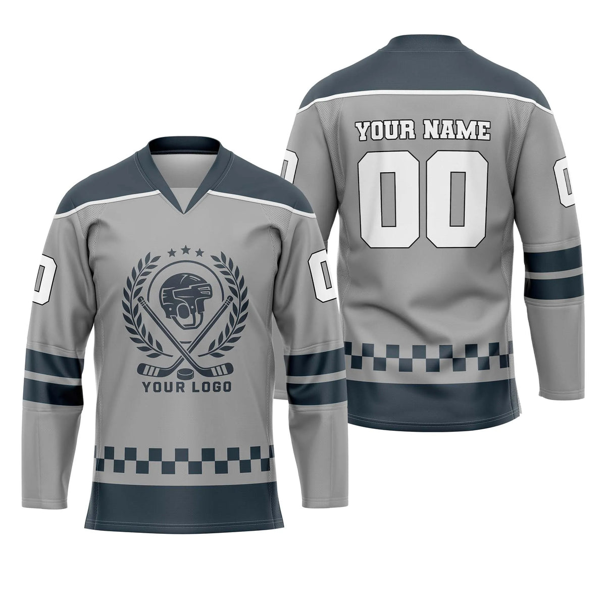 Custom Personalized D3 V - NECK DESIGN Ice Hockey Jersey with Name, Number & Team Logo