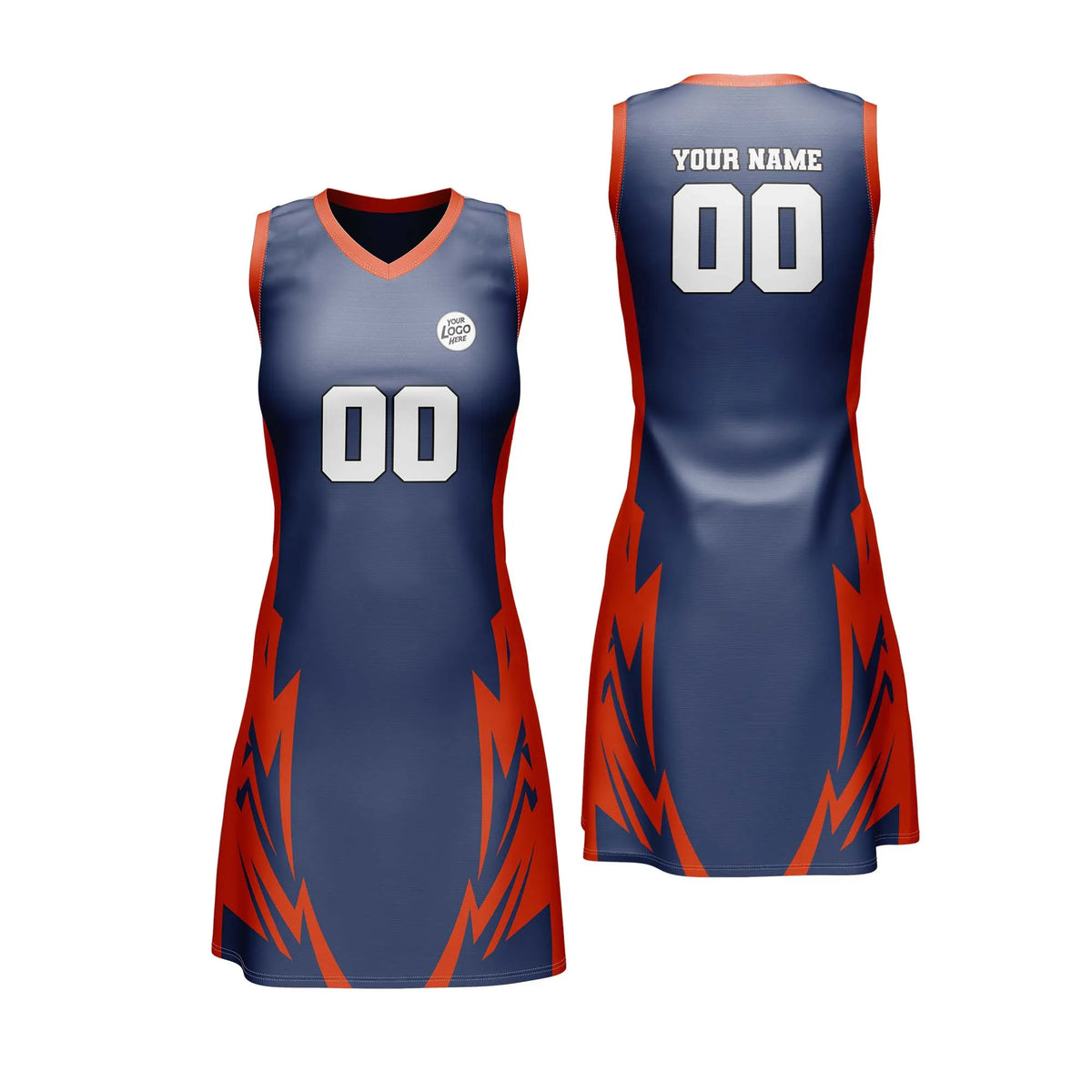 Custom Personalized D2 Abstract Pattern Netball Jersey with Name, Number & Team Logo