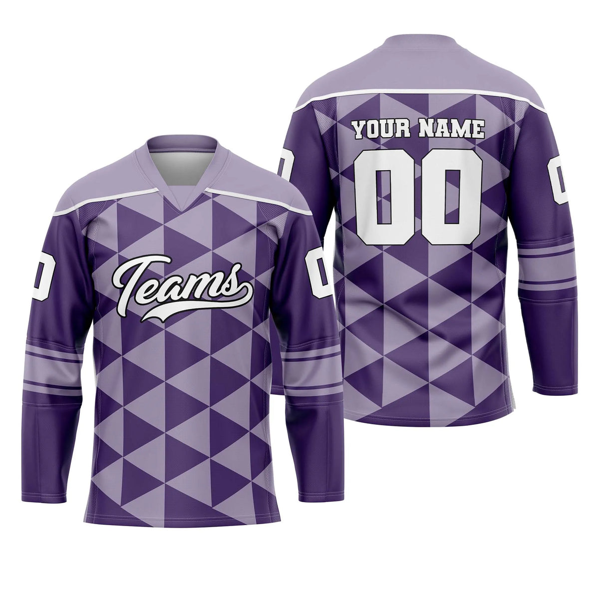Custom Personalized D3 Rhombus Pattern Ice Hockey Jersey with Name, Number & Team Logo