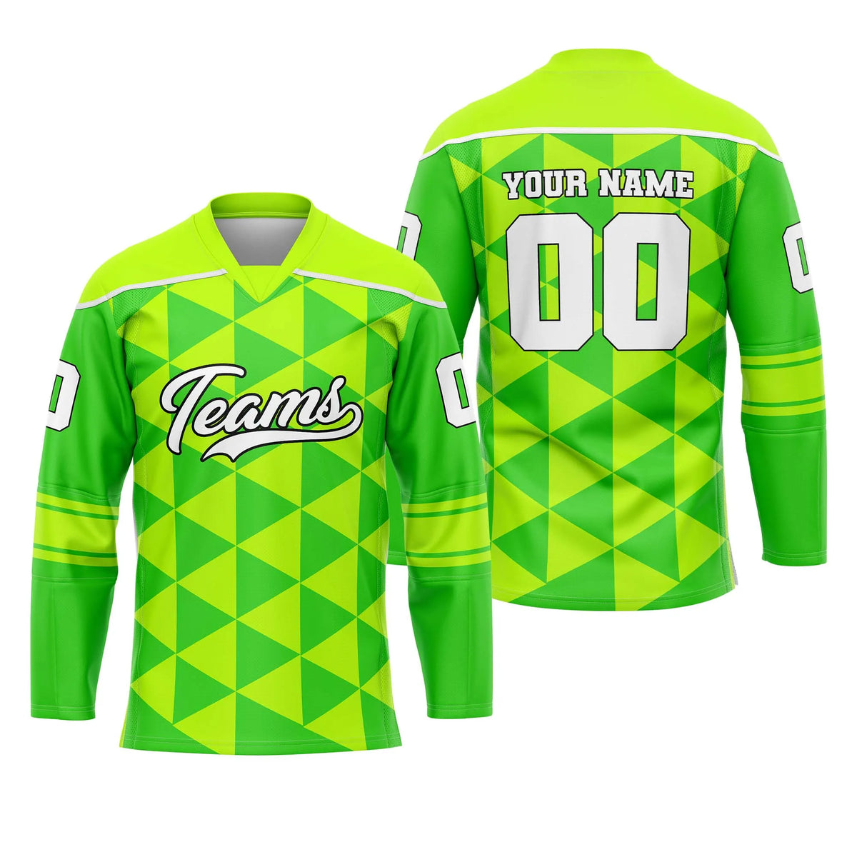 Custom Personalized D3 Rhombus Pattern Ice Hockey Jersey with Name, Number & Team Logo