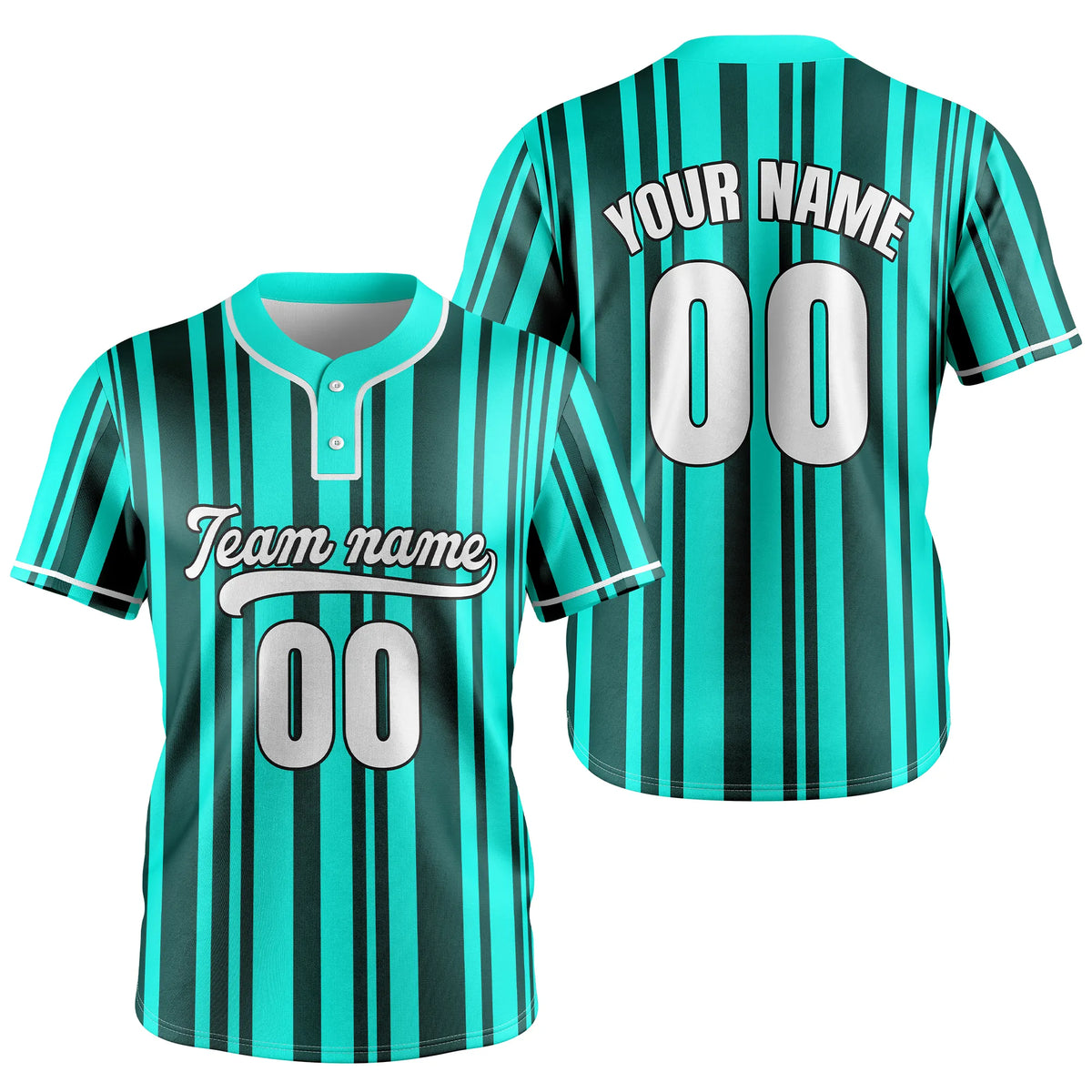 Custom Victory Stripes Baseball Aqua Sports Jersey Personalized Uniform with Name &amp; Number