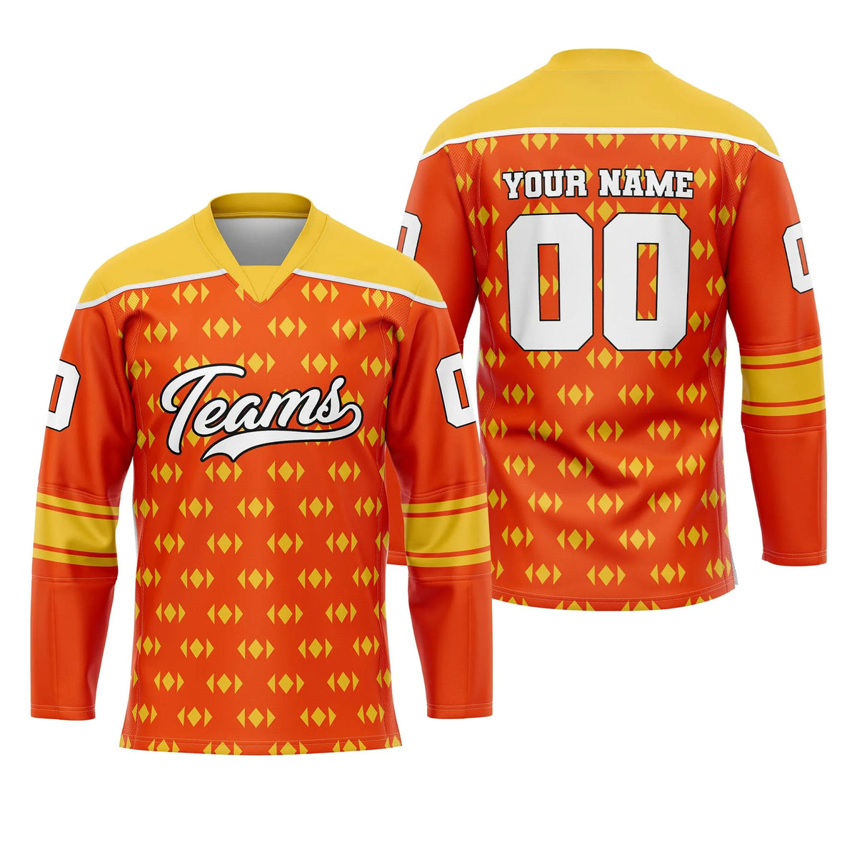 Custom Personalized D1 Rhombus Pattern Ice Hockey Jersey with Name, Number & Team Logo