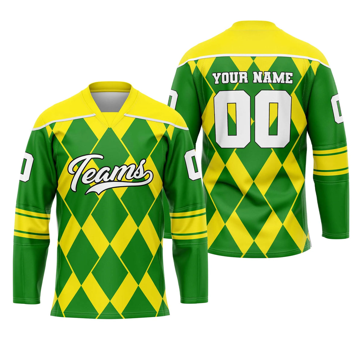 Custom Personalized D5 Rhombus Pattern Ice Hockey Jersey with Name, Number & Team Logo
