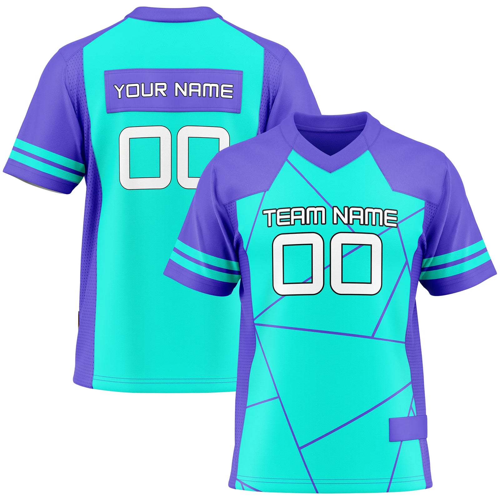 Custom Personalized D3 Color Block Flag Football Jersey with Name, Number & Team Logo
