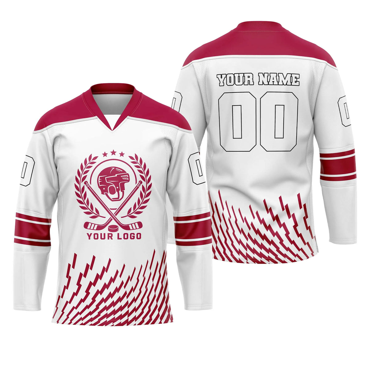 Custom Personalized D2 Abstract Pattern Ice Hockey Jersey with Name, Number & Team Logo