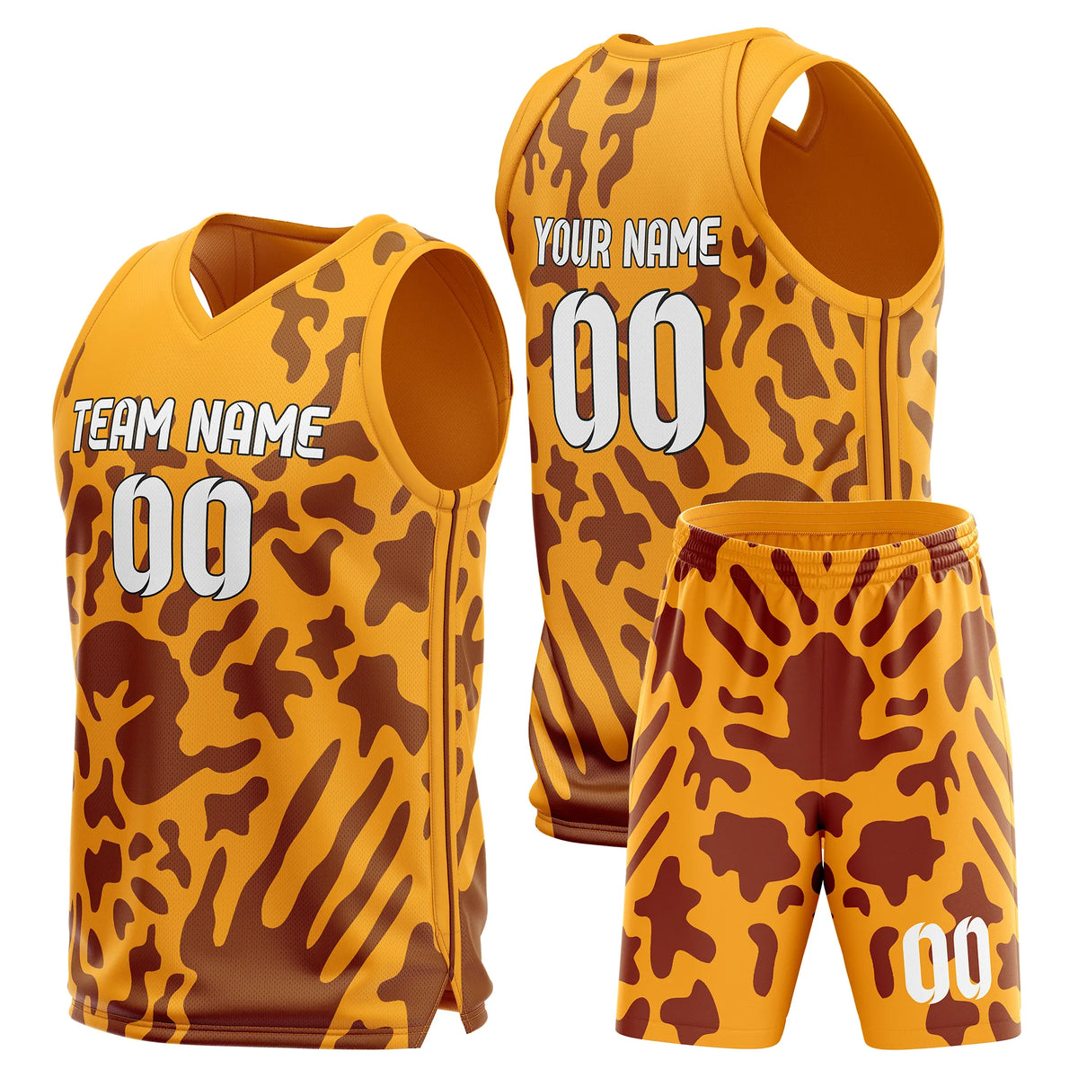 Custom Graphti Pattern Sets Golden Terrain Sports Jersey Personalized Uniform with Name & Number