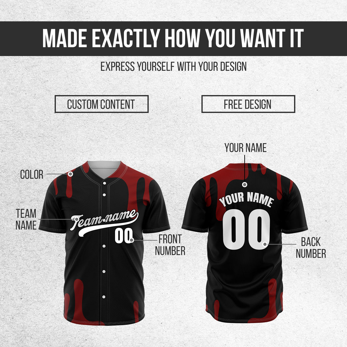 Custom Ink Dripline Black Sports Jersey Personalized Uniform with Name & Number