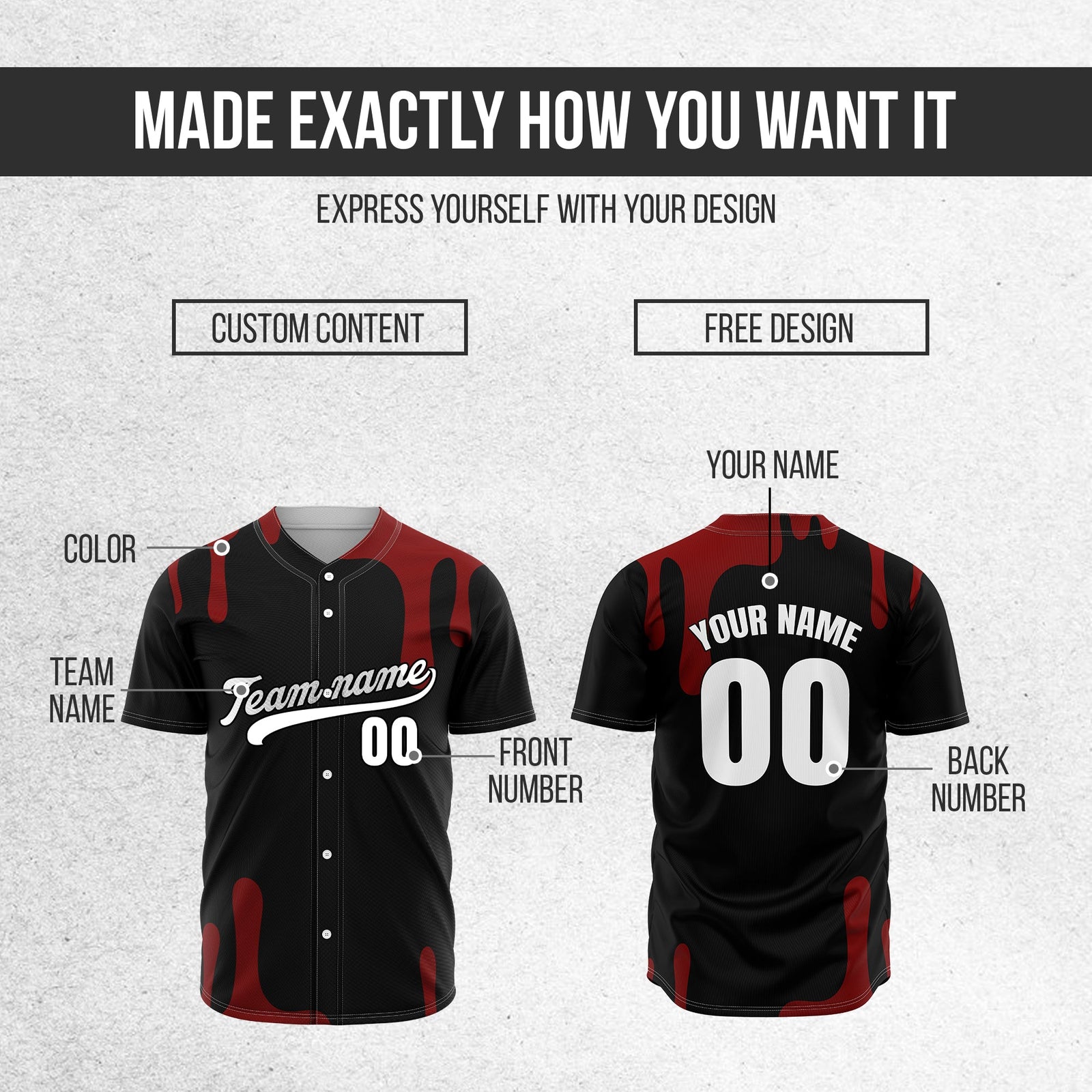 Custom Ink Dripline Black Sports Jersey Personalized Uniform with Name & Number