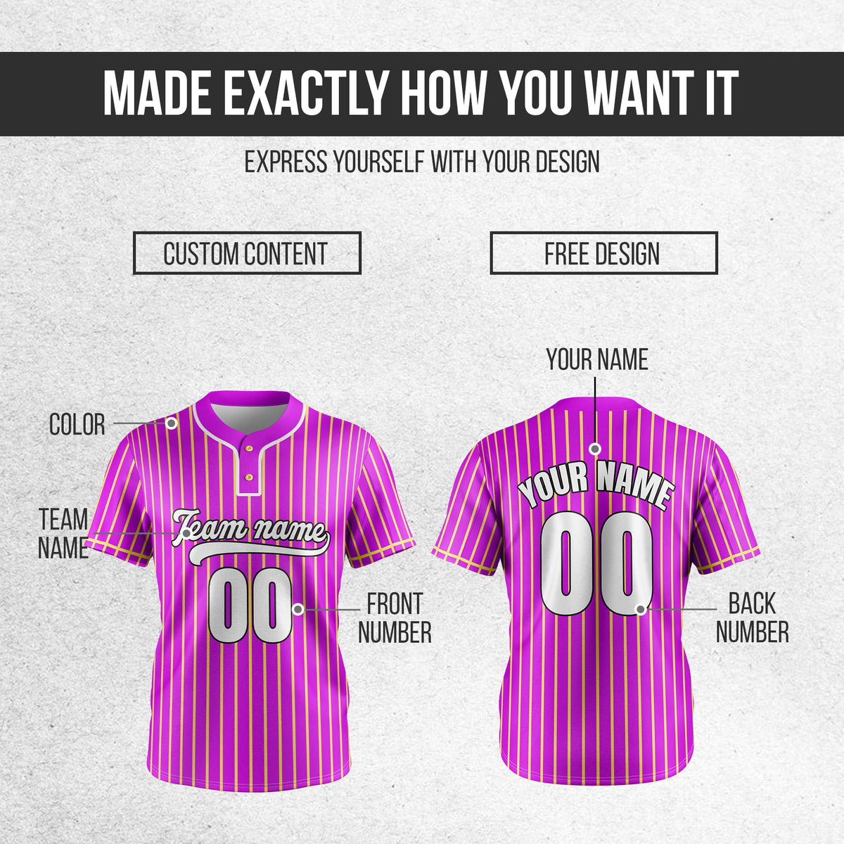 Custom Pinstripe Baseball Purple Sports Jersey Personalized Uniform with Name & Number