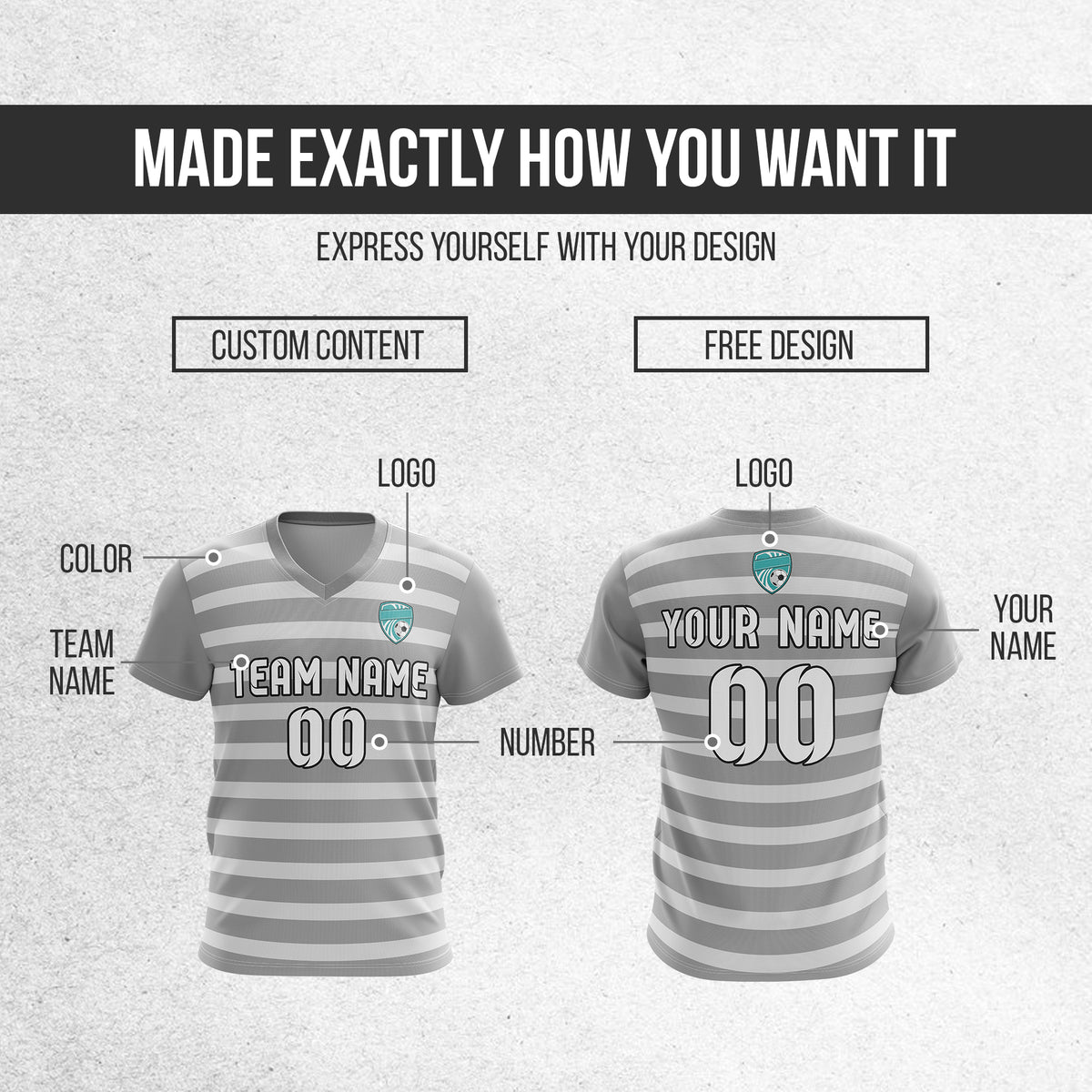 Custom Royal Stripe V-Neck Grey Sport Tops Jersey