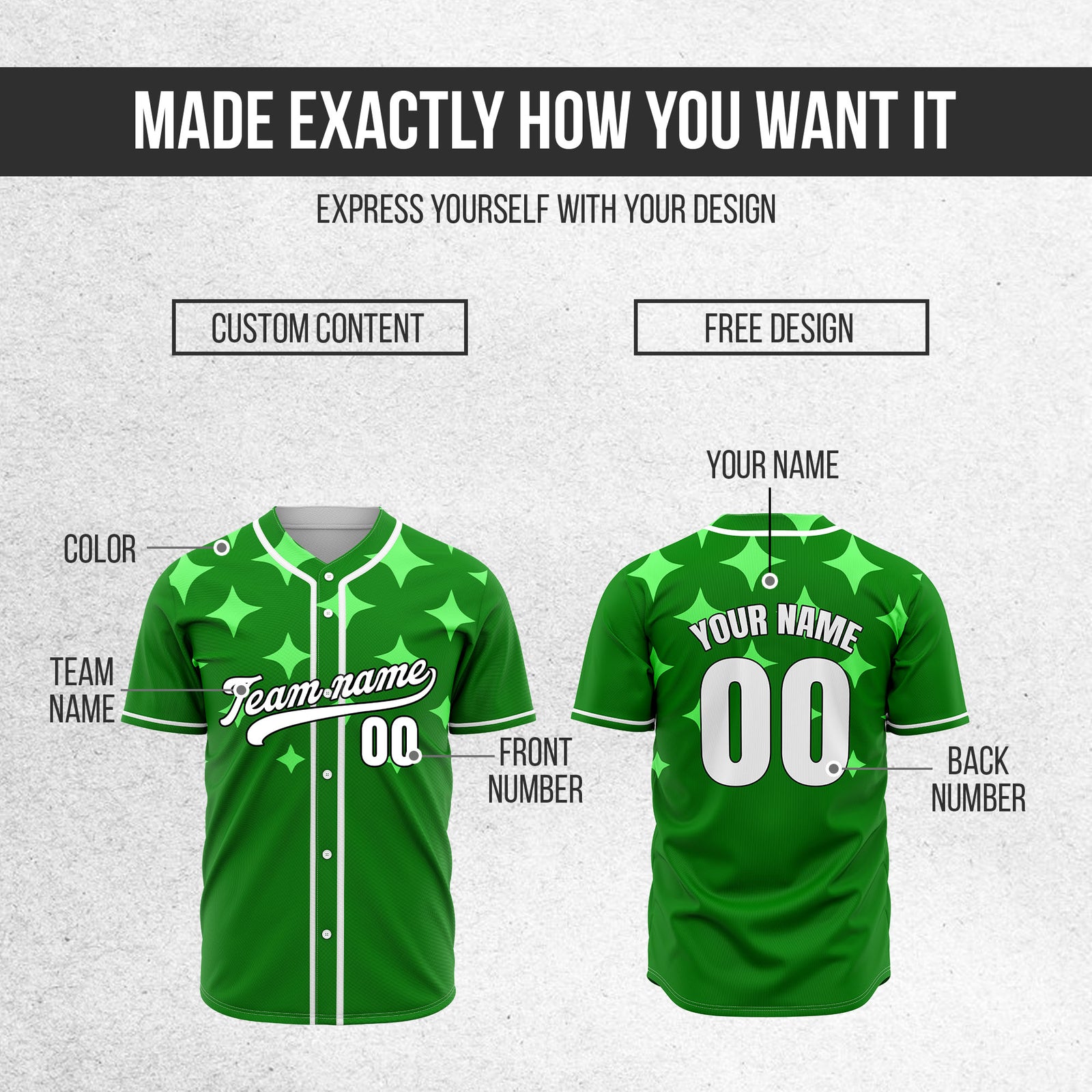 Custom Starlight Green Baseball Sports Jersey Personalized Uniform with Name & Number