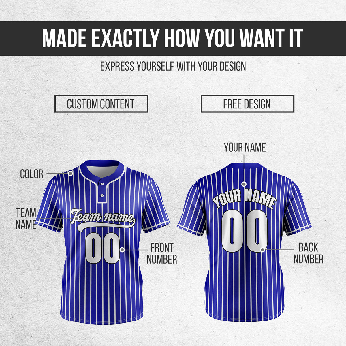 Custom Pinstripe Baseball Navy Sports Jersey Personalized Uniform with Name & Number