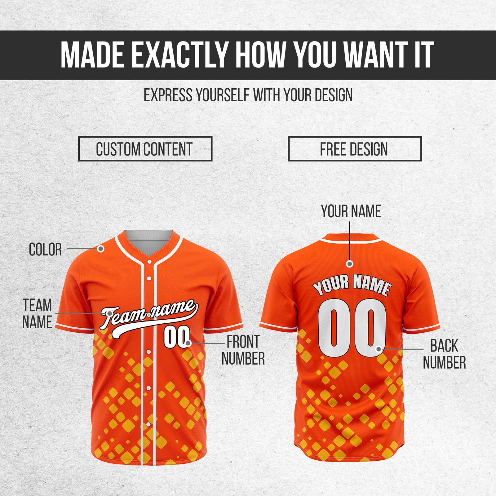 Custom Shadow Spark Orange Baseball Sports Jersey Personalized Uniform with Name & Number
