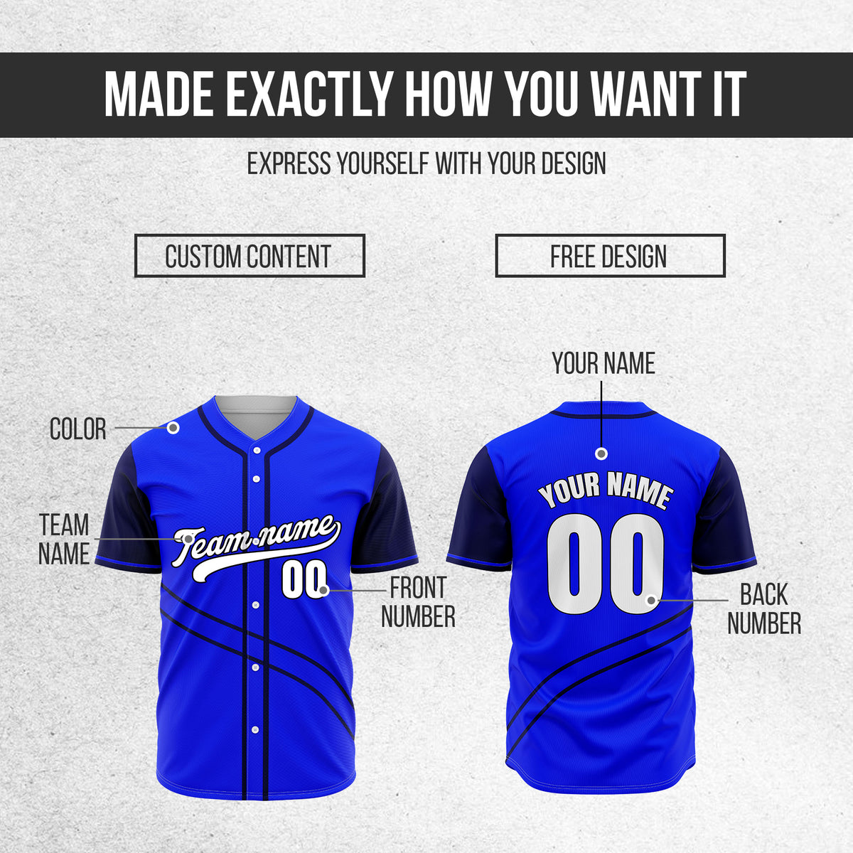 Custom Swift Blue Raglan Style Baseball Sports Jersey Personalized Uniform with Name & Number