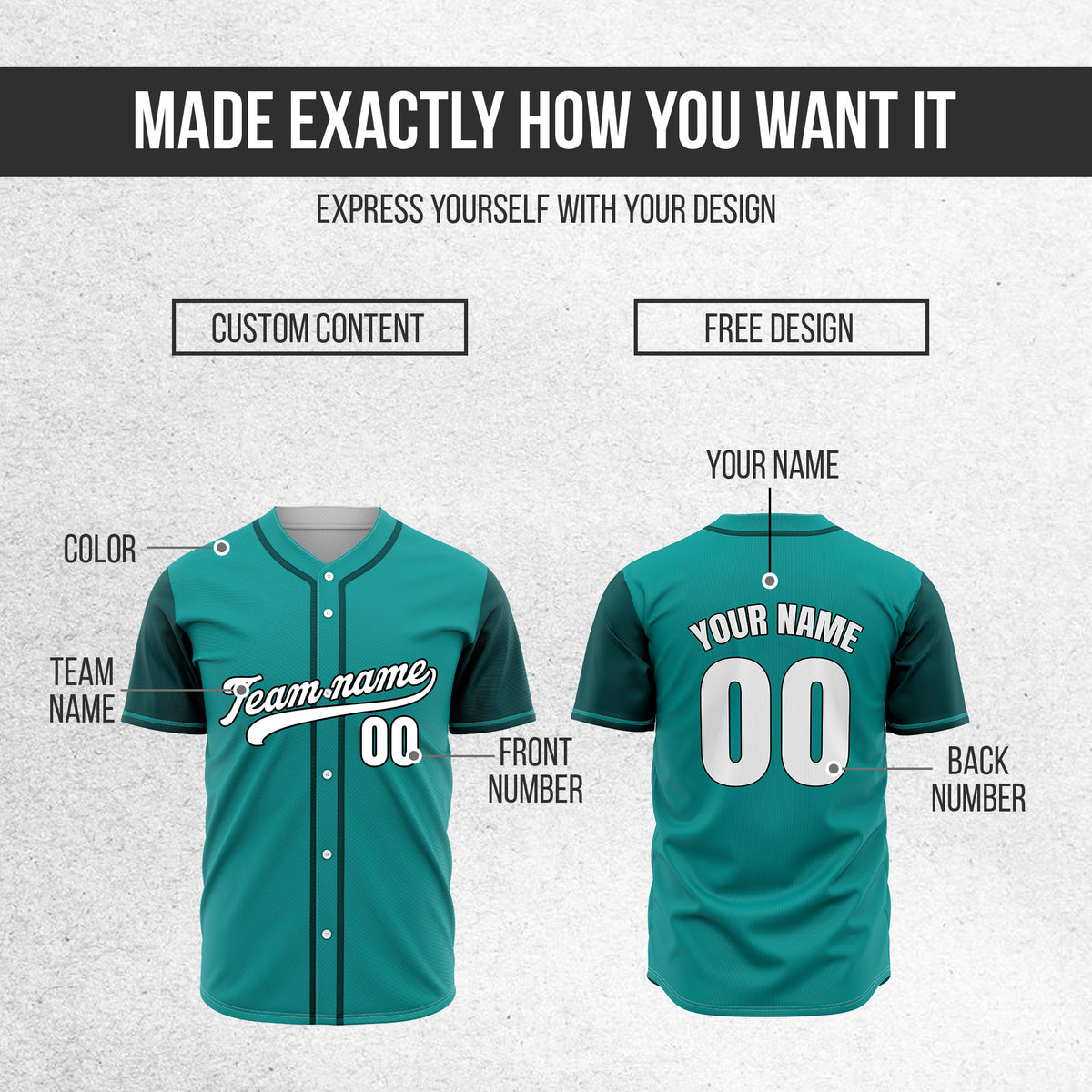 Custom Crimson Teal Raglan Style Baseball Sports Jersey Personalized Uniform with Name & Number