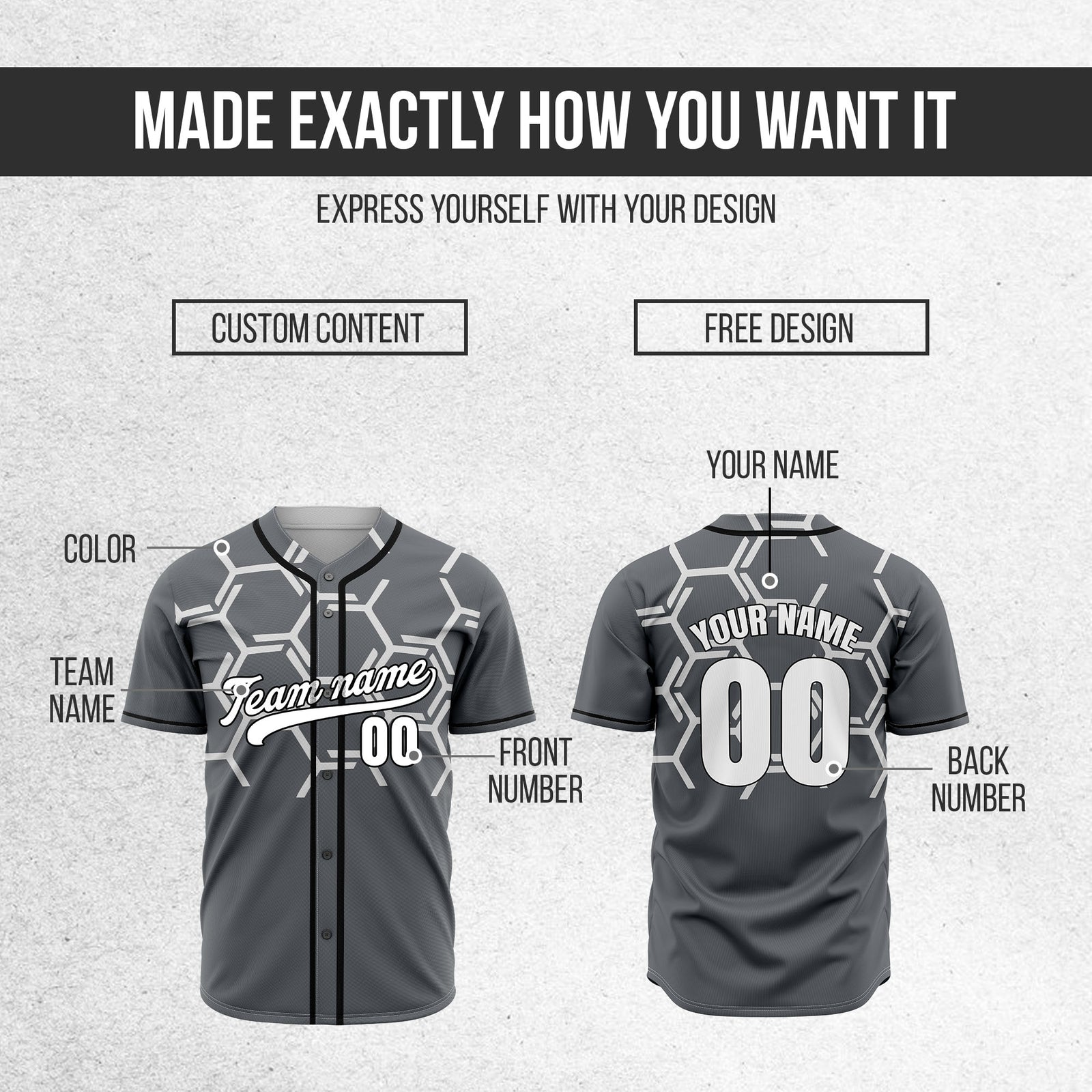 Custom Sting Force Dark Grey Baseball Sports Jersey Personalized Uniform with Name & Number