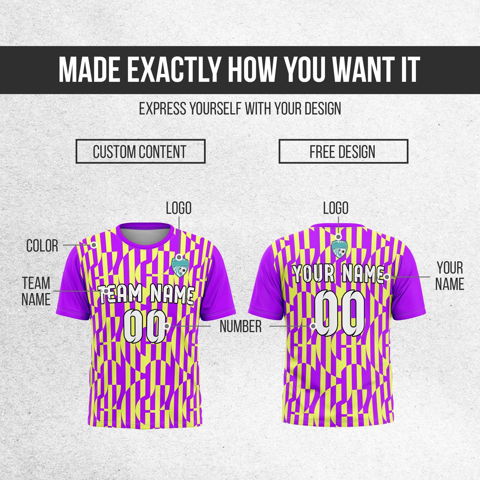 Custom Soccer Round Neck Purple Cyclone Tops Jersey