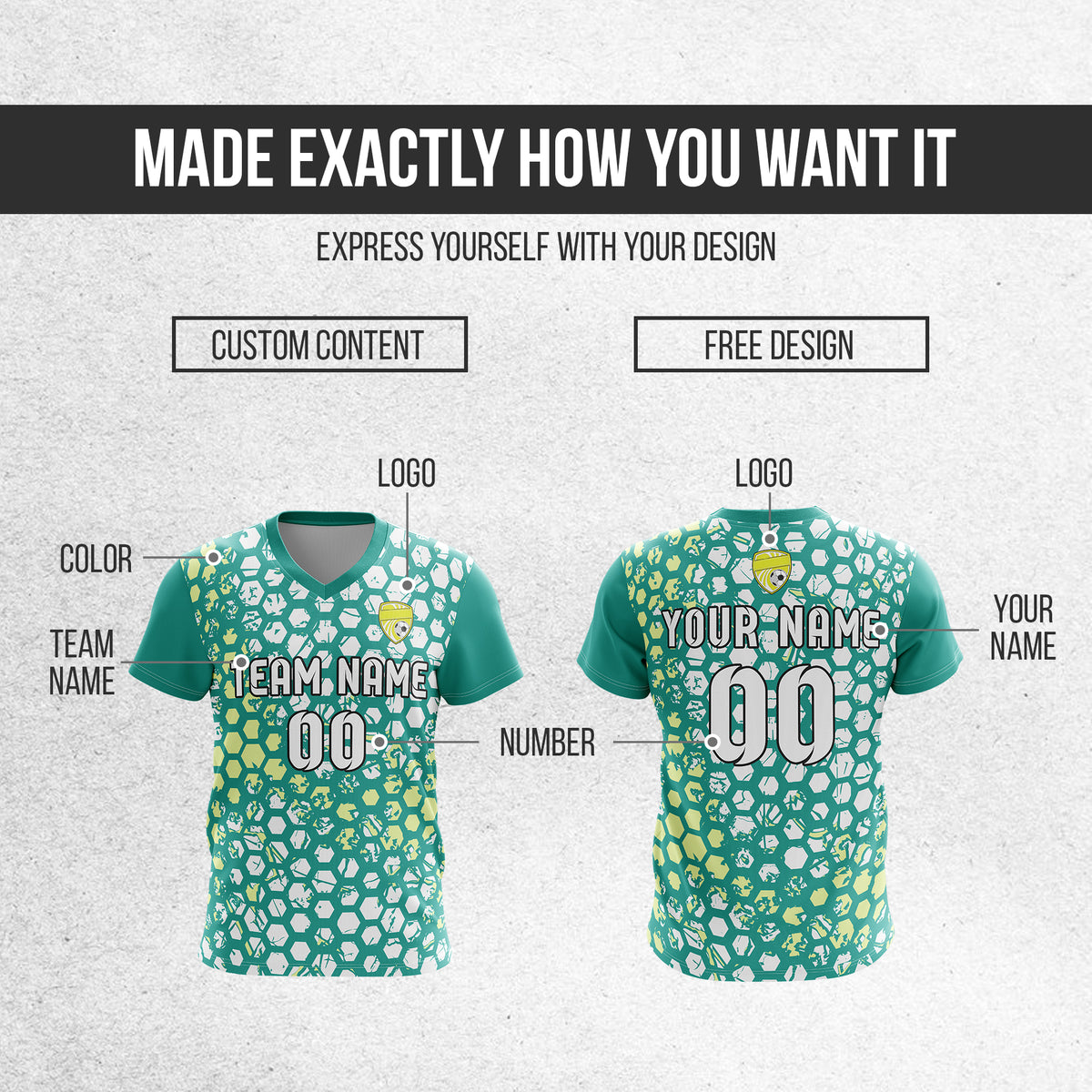 Custom Soccer V Neck HexStrike Teal Sport Soccer Tops Jersey