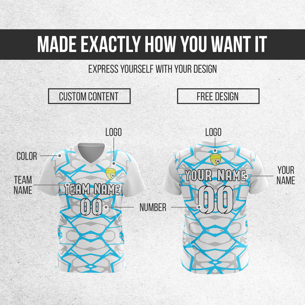 Custom Wild Pulse V-Full Pattern Soccer White Sport Tops Jersey