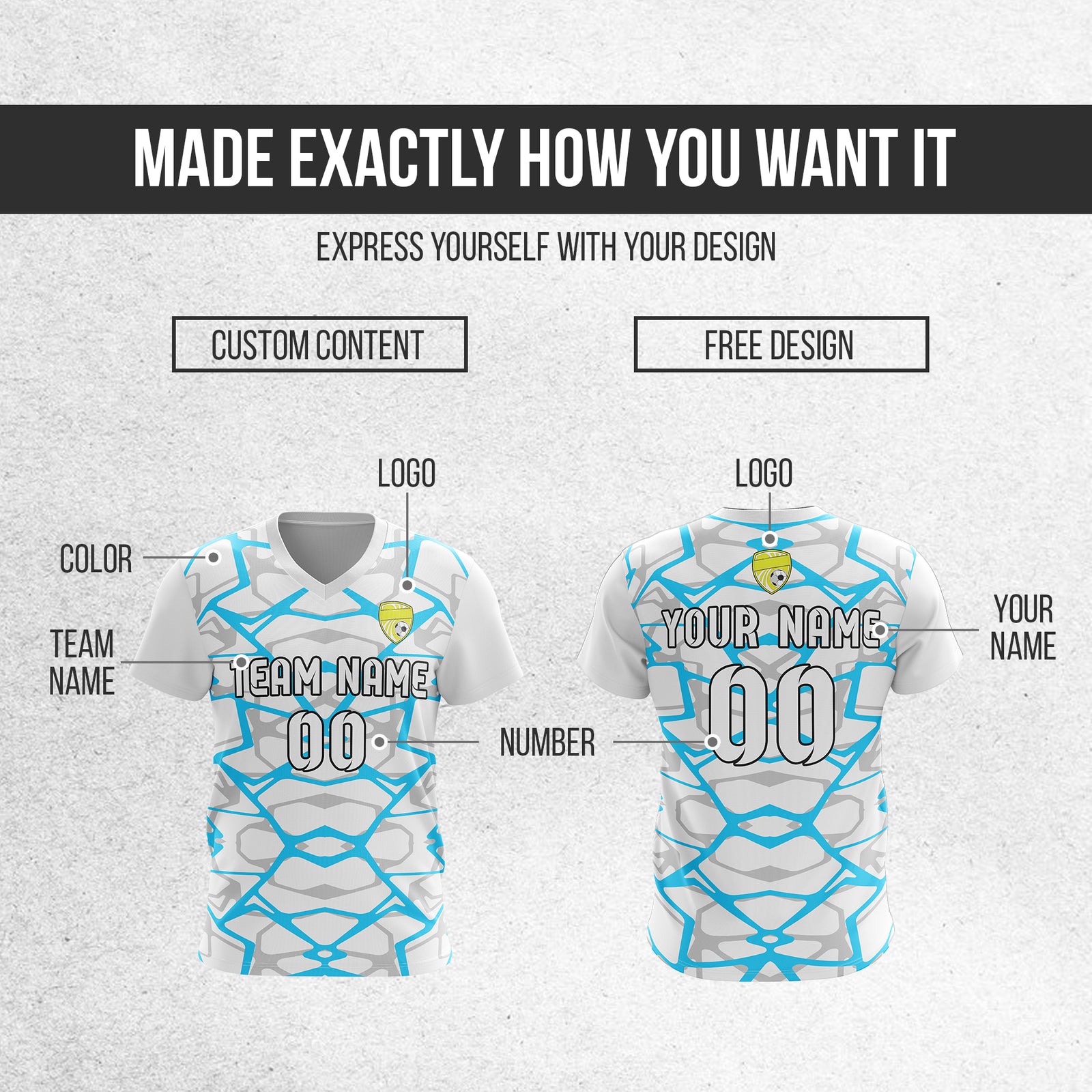 Custom Wild Pulse V-Full Pattern Soccer White Sport Tops Jersey