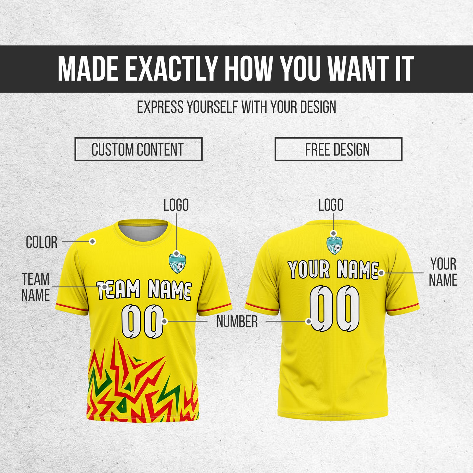 Custom Spark Strike R-Side Pattern Yellow Sport Tops Jersey