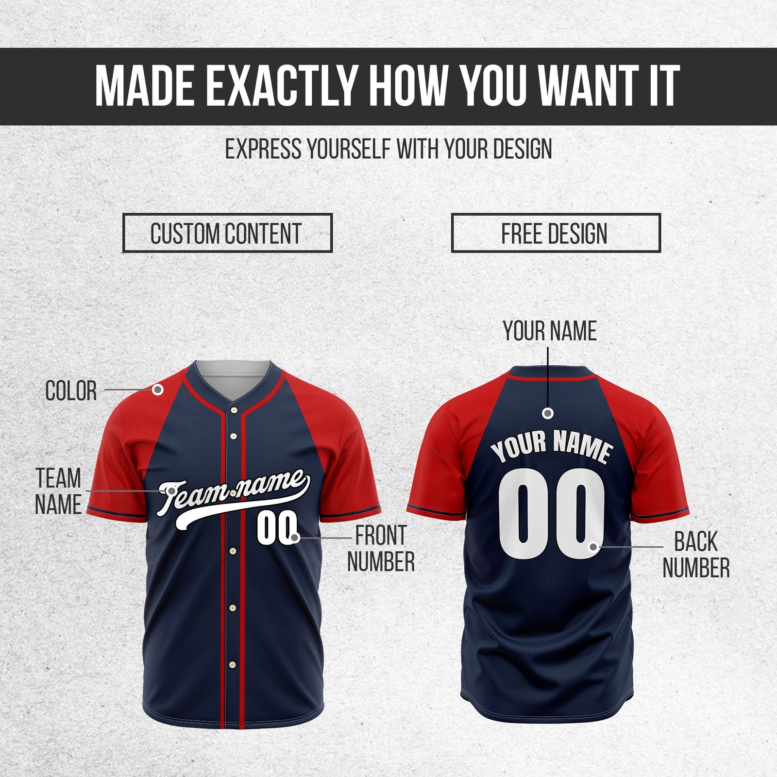 Custom Desert Blaze Navy Raglan Style Baseball Sports Jersey Personalized Uniform with Name & Number