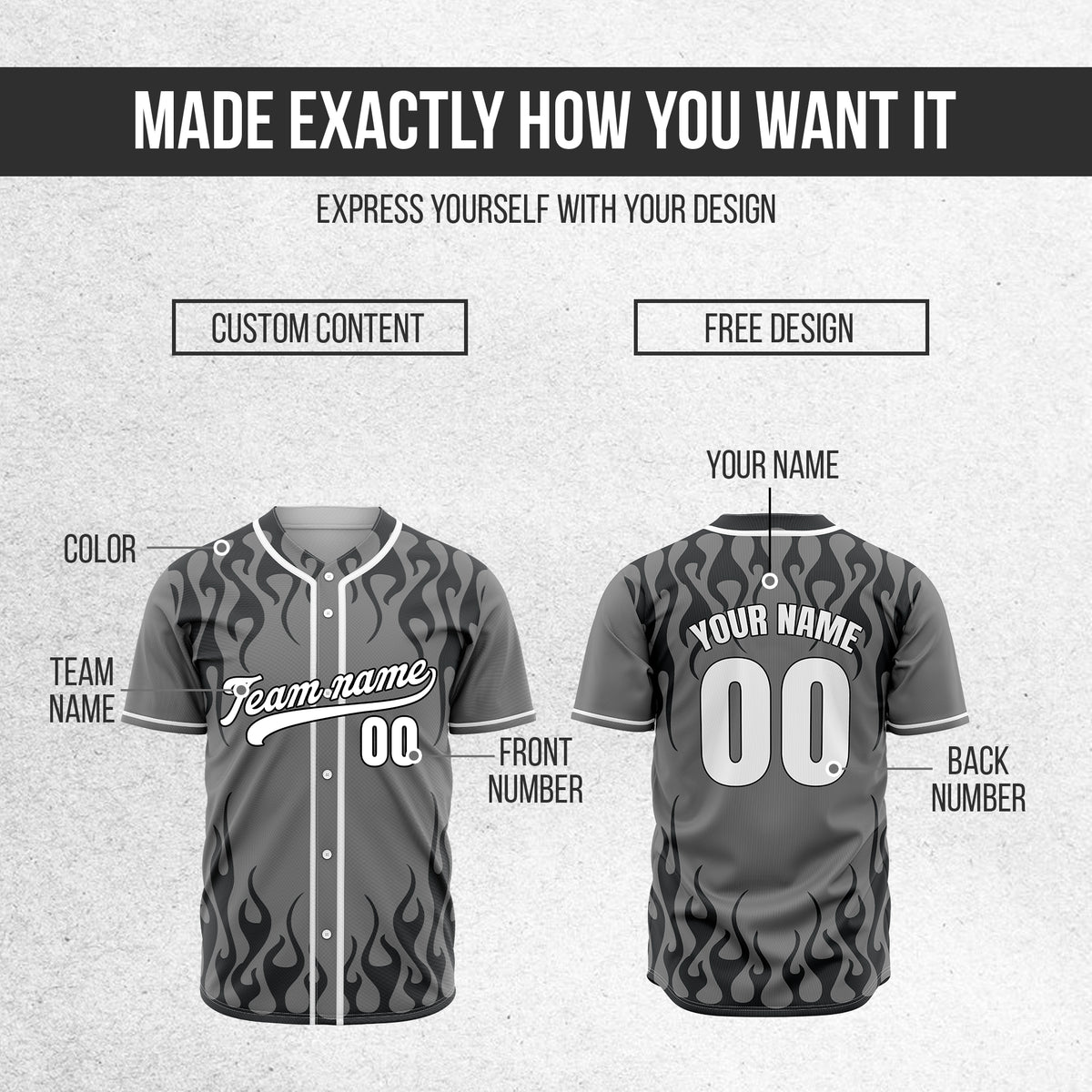Custom Frostburn Grey Baseball Sports Jersey Personalized Uniform with Name & Number