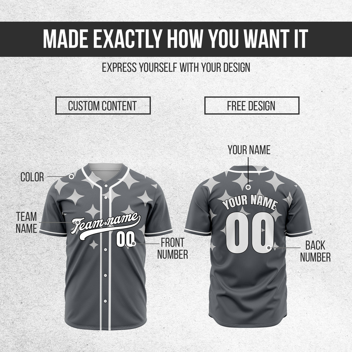 Custom Starlight Dark Grey Baseball Sports Jersey Personalized Uniform with Name & Number