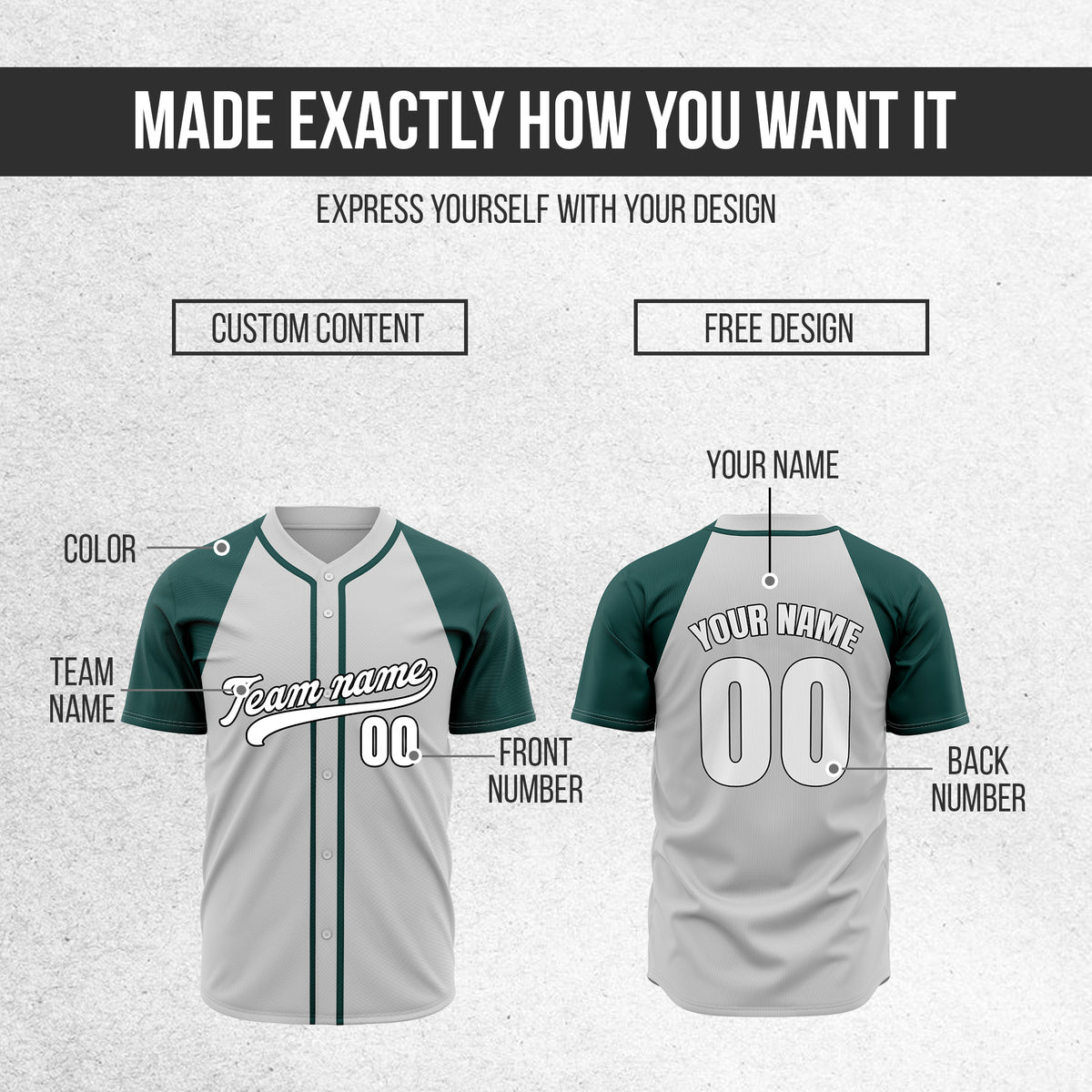 Custom Baseline Baseball Grey Sports Jersey Personalized Uniform with Name & Number