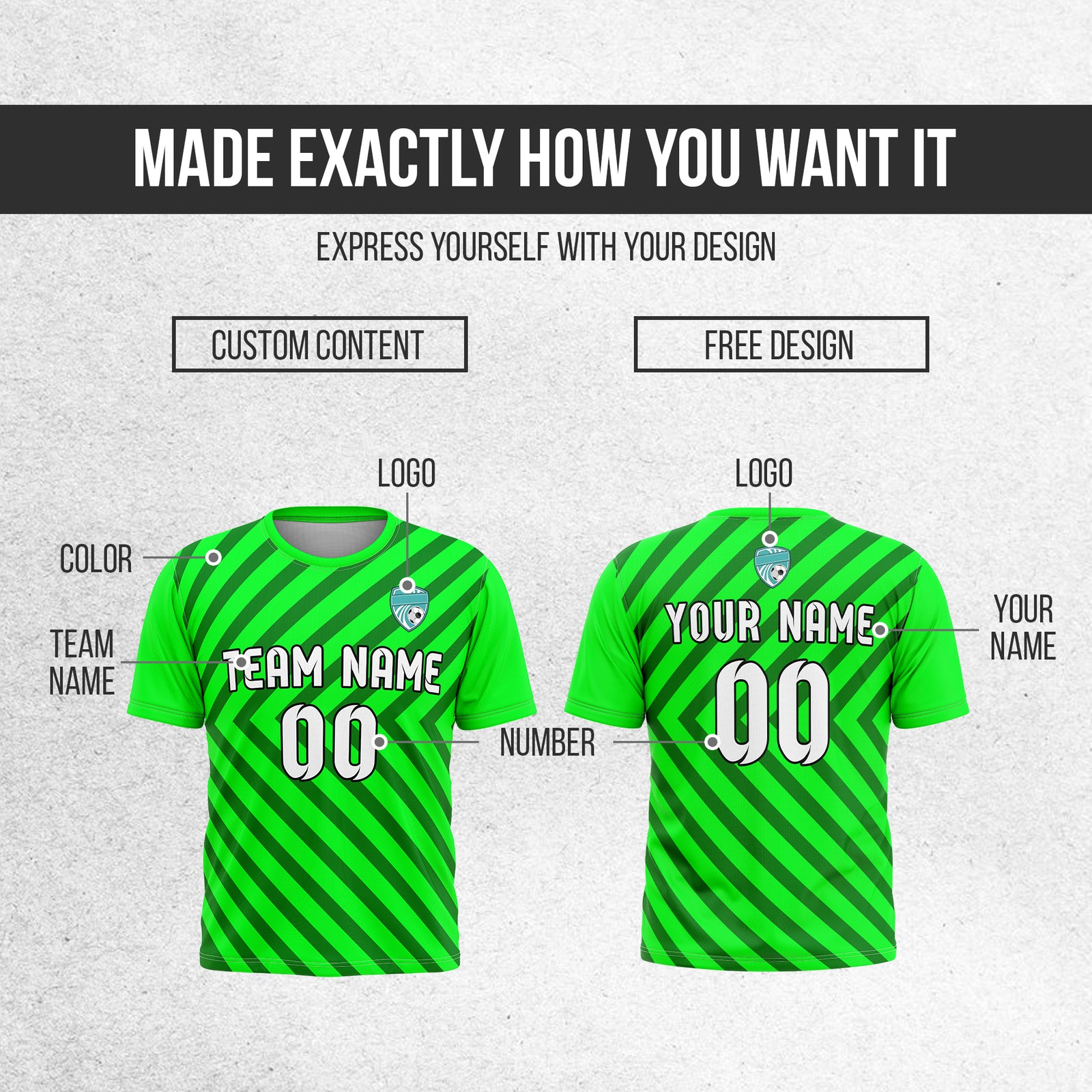 Custom Soccer R Stripes Pro Line Neon Green Sports Tops Jersey