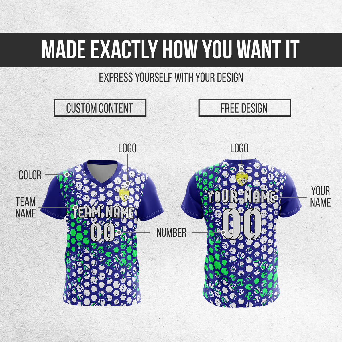 Custom Soccer V Neck HexStrike Navy Sport Soccer Tops Jersey