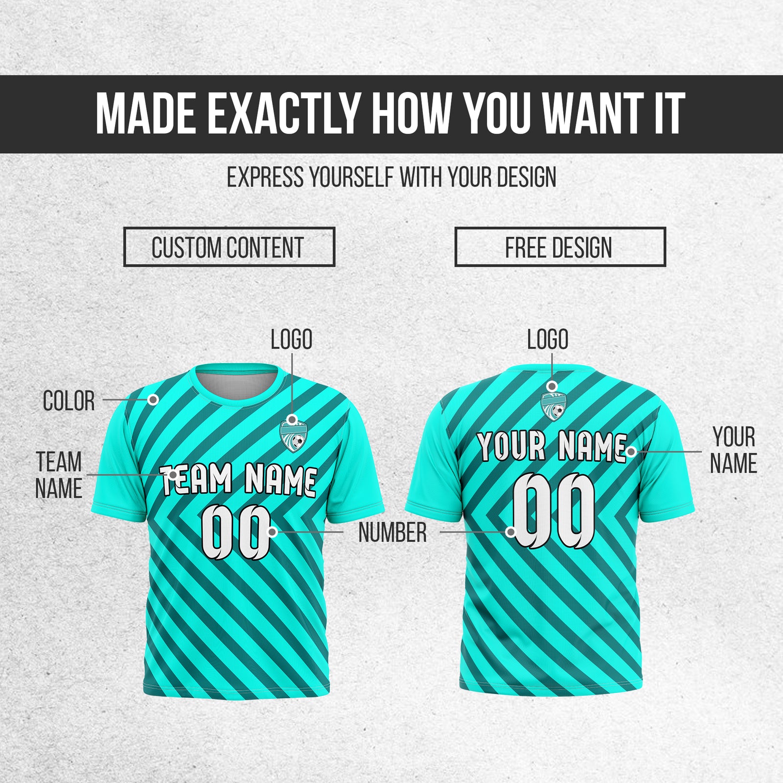 Custom Soccer R Stripes Pro Line Aqua Sports Tops Jersey